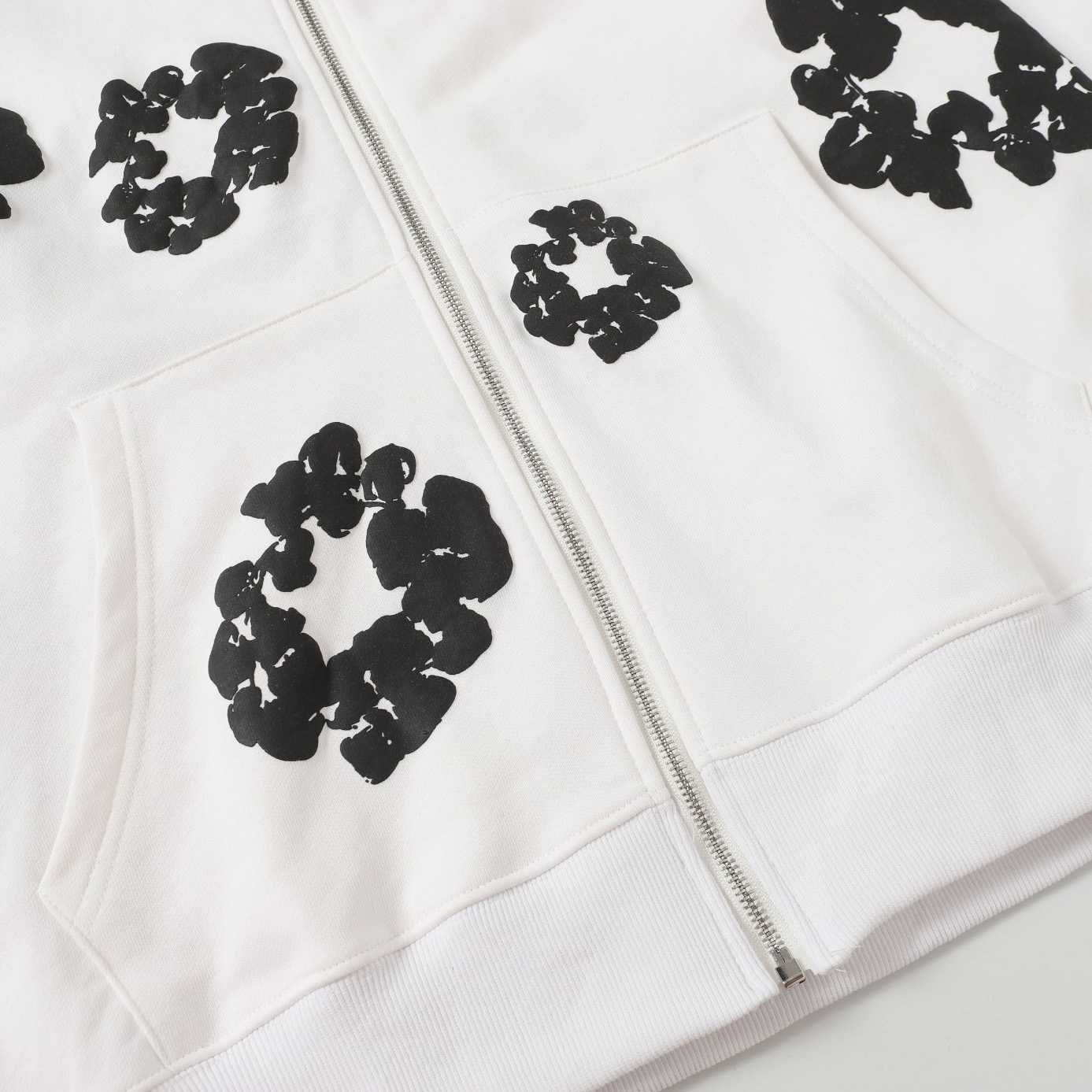 Denim Tears Cotton Wreath Zip Hoodie White - DopestKickz
