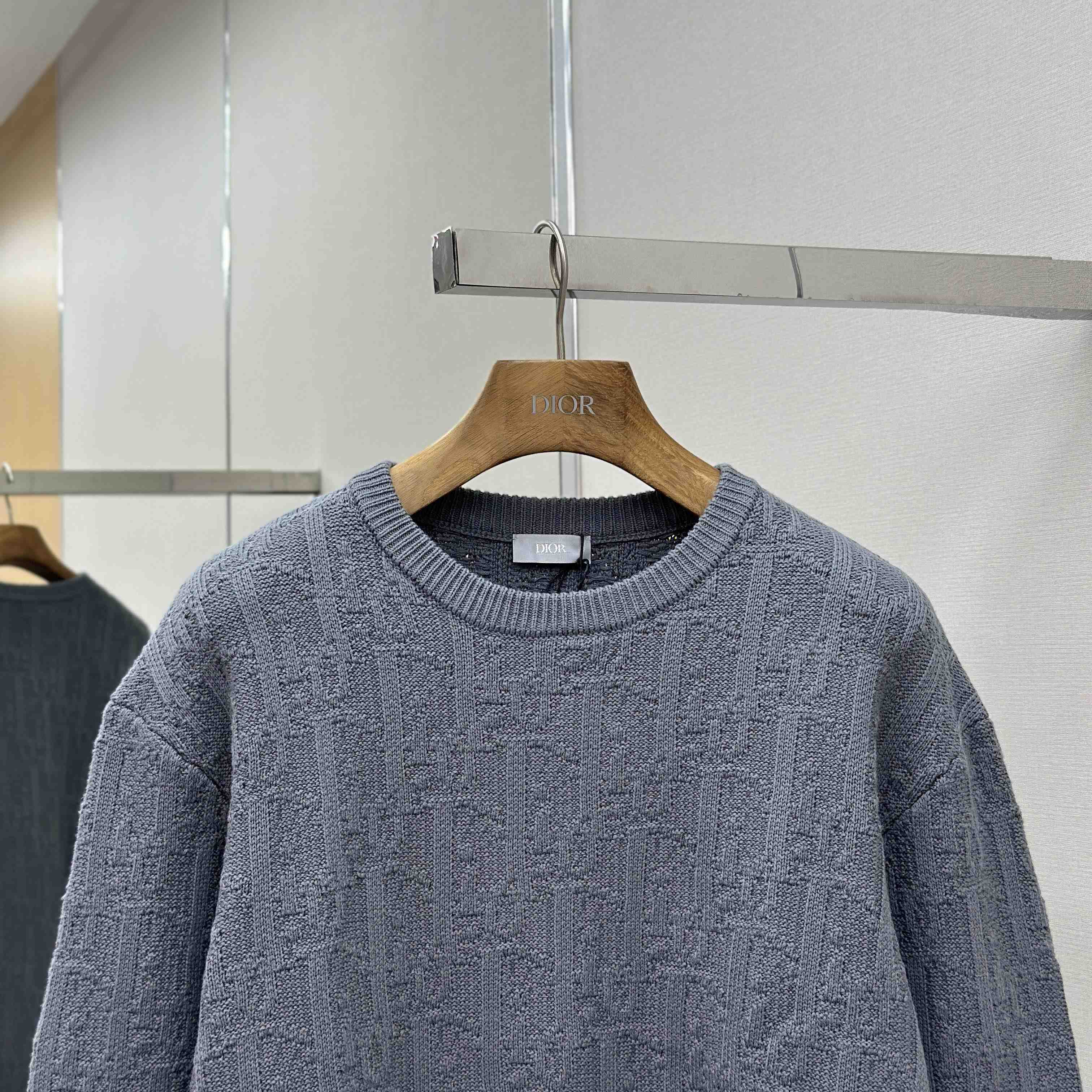 Dior Oblique Sweater Gray Cotton-Blend Jacquard - DopestKickz