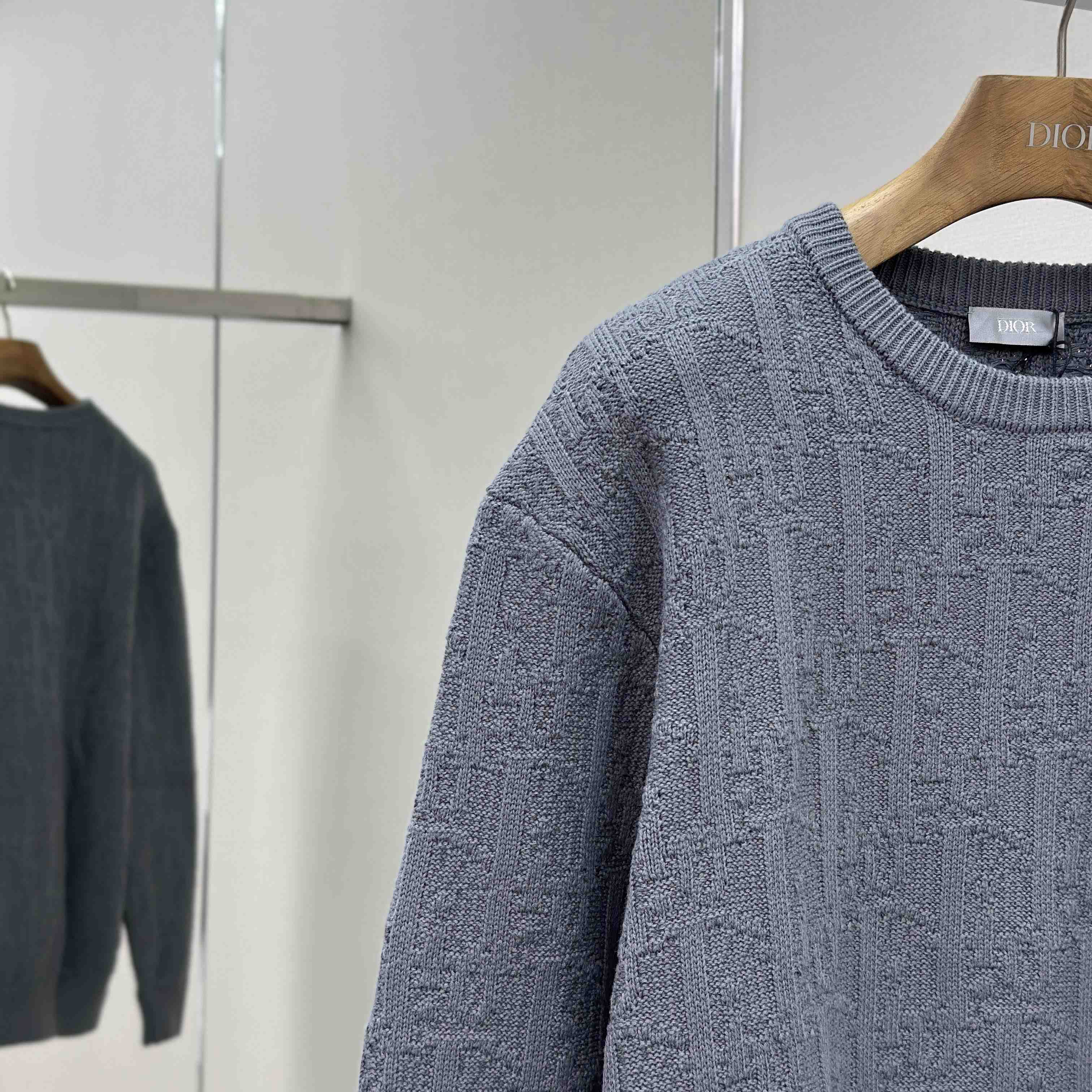 Dior Oblique Sweater Gray Cotton-Blend Jacquard - DopestKickz
