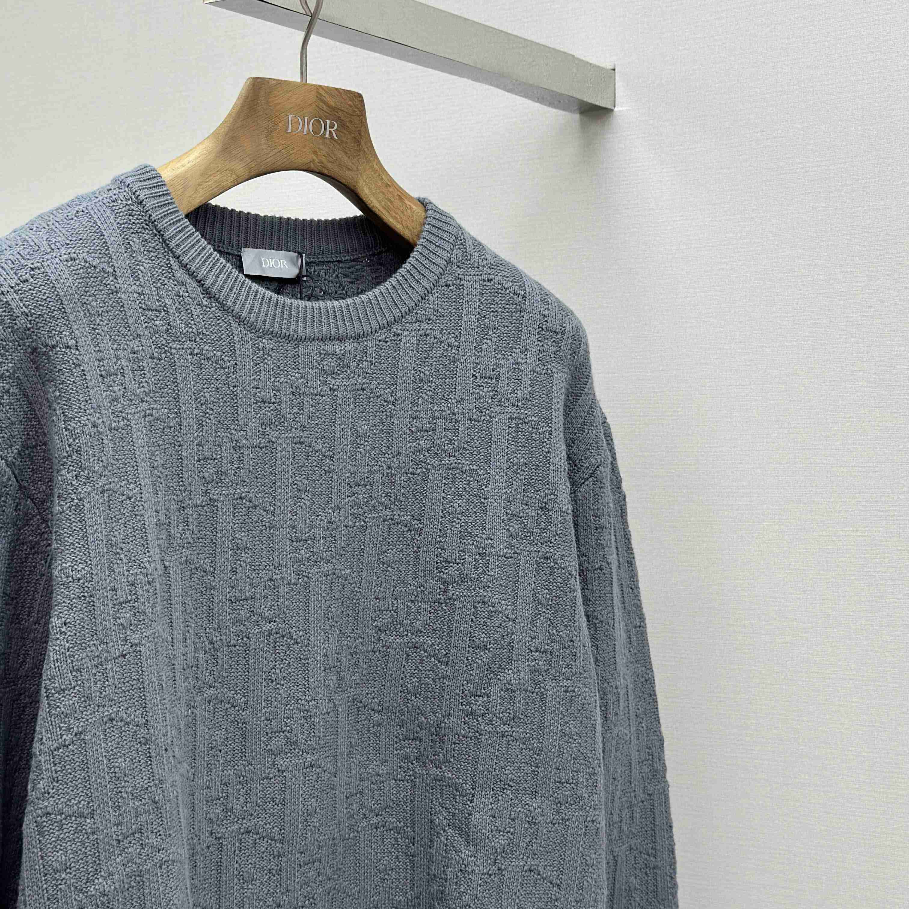 Dior Oblique Sweater Gray Cotton-Blend Jacquard - DopestKickz