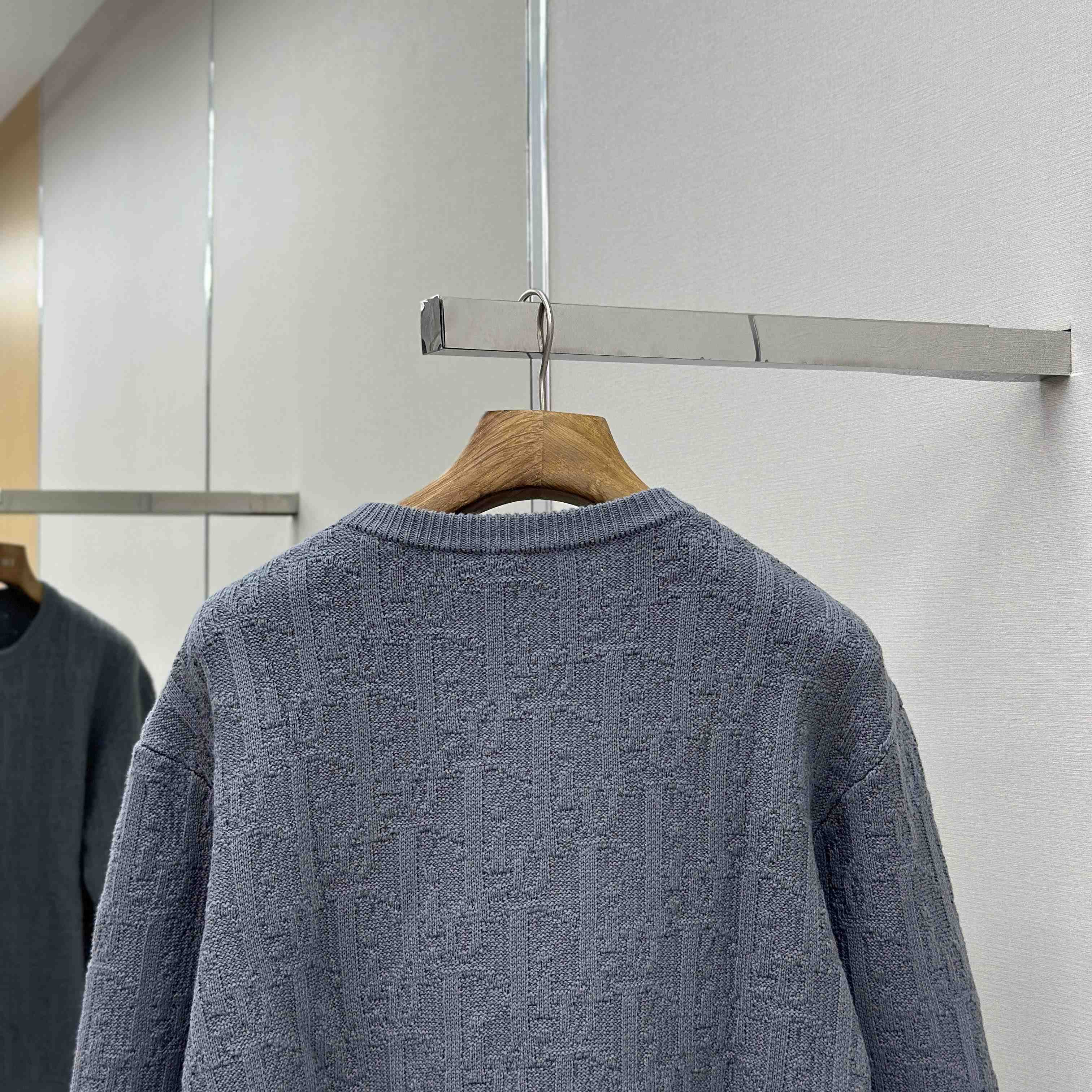 Dior Oblique Sweater Gray Cotton-Blend Jacquard - DopestKickz