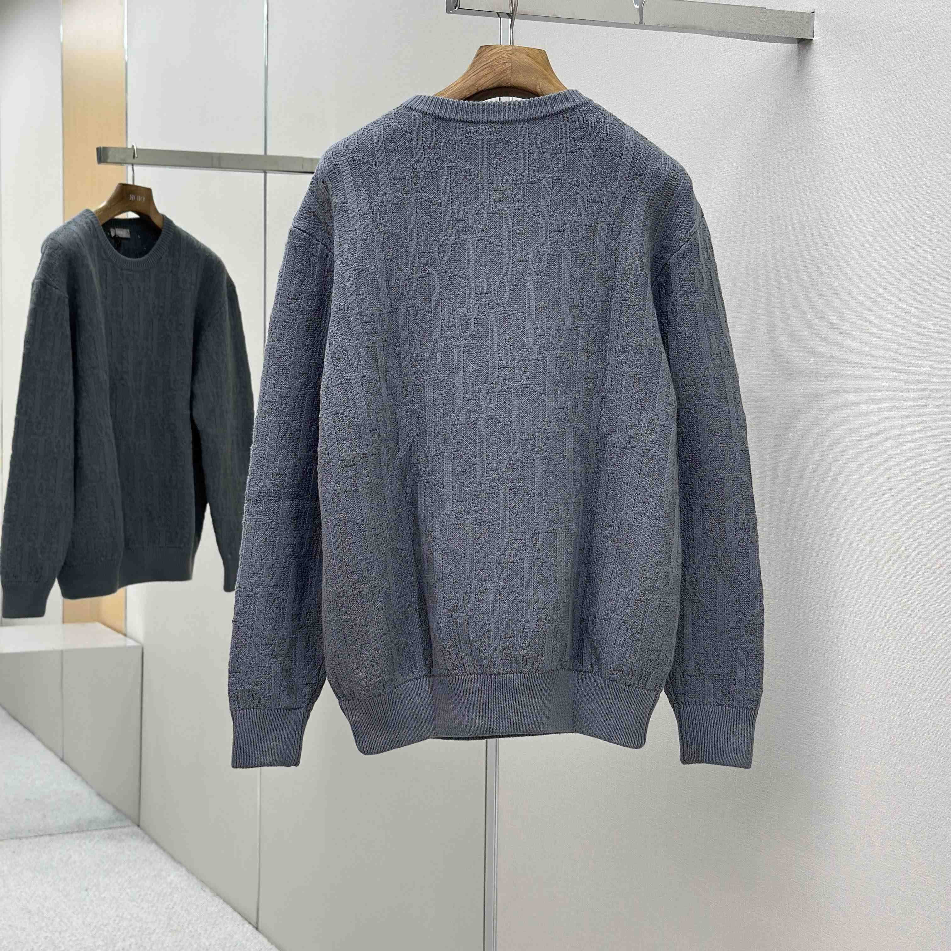 Dior Oblique Sweater Gray Cotton-Blend Jacquard - DopestKickz