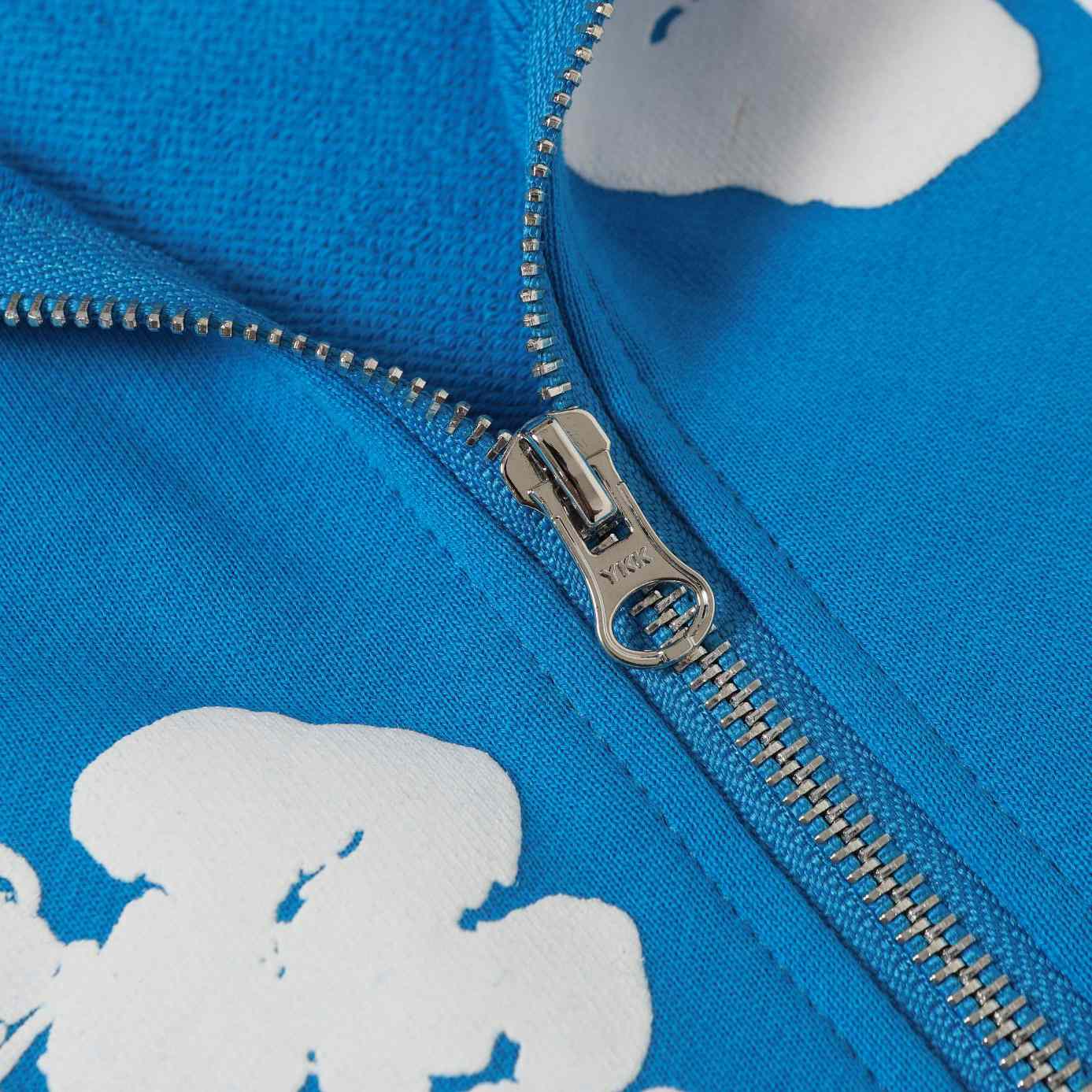 Denim Tears Cotton Wreath Zip Hoodie Blue - DopestKickz