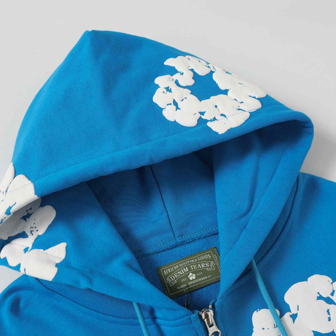 Denim Tears Cotton Wreath Zip Hoodie Blue - DopestKickz
