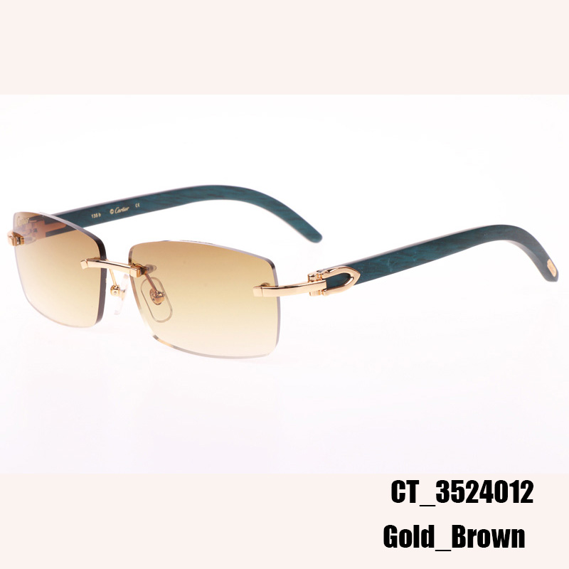 Cartier CT_3524012 Green Wood Sunglasses In Gold Brown - DopestKickz