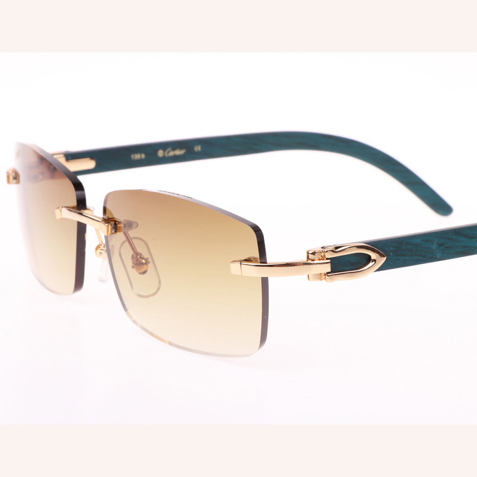 Cartier CT_3524012 Green Wood Sunglasses In Gold Brown - DopestKickz