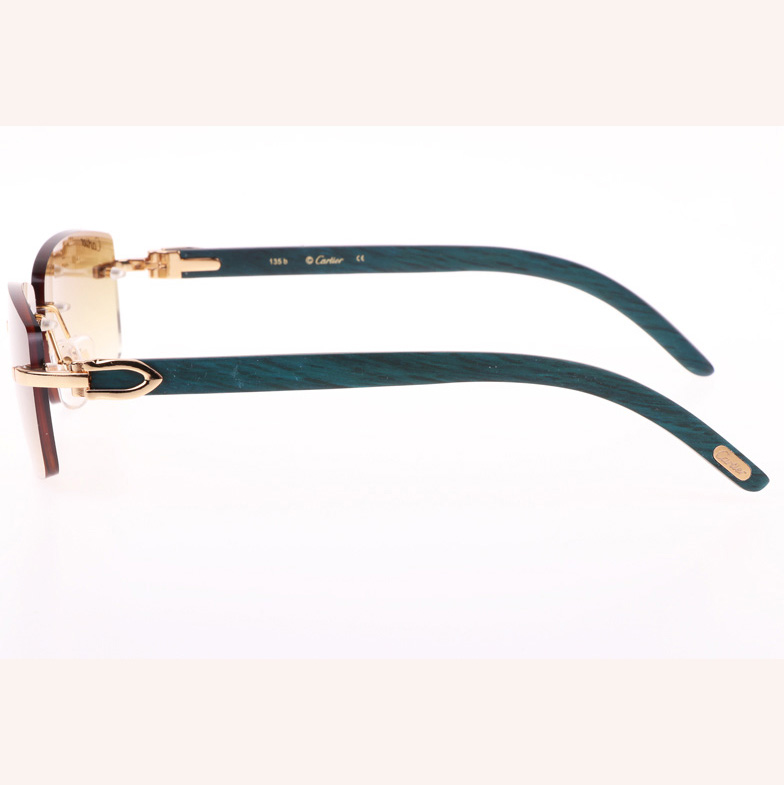 Cartier CT_3524012 Green Wood Sunglasses In Gold Brown - DopestKickz