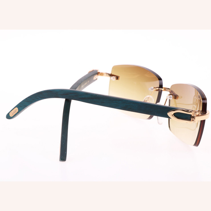 Cartier CT_3524012 Green Wood Sunglasses In Gold Brown - DopestKickz