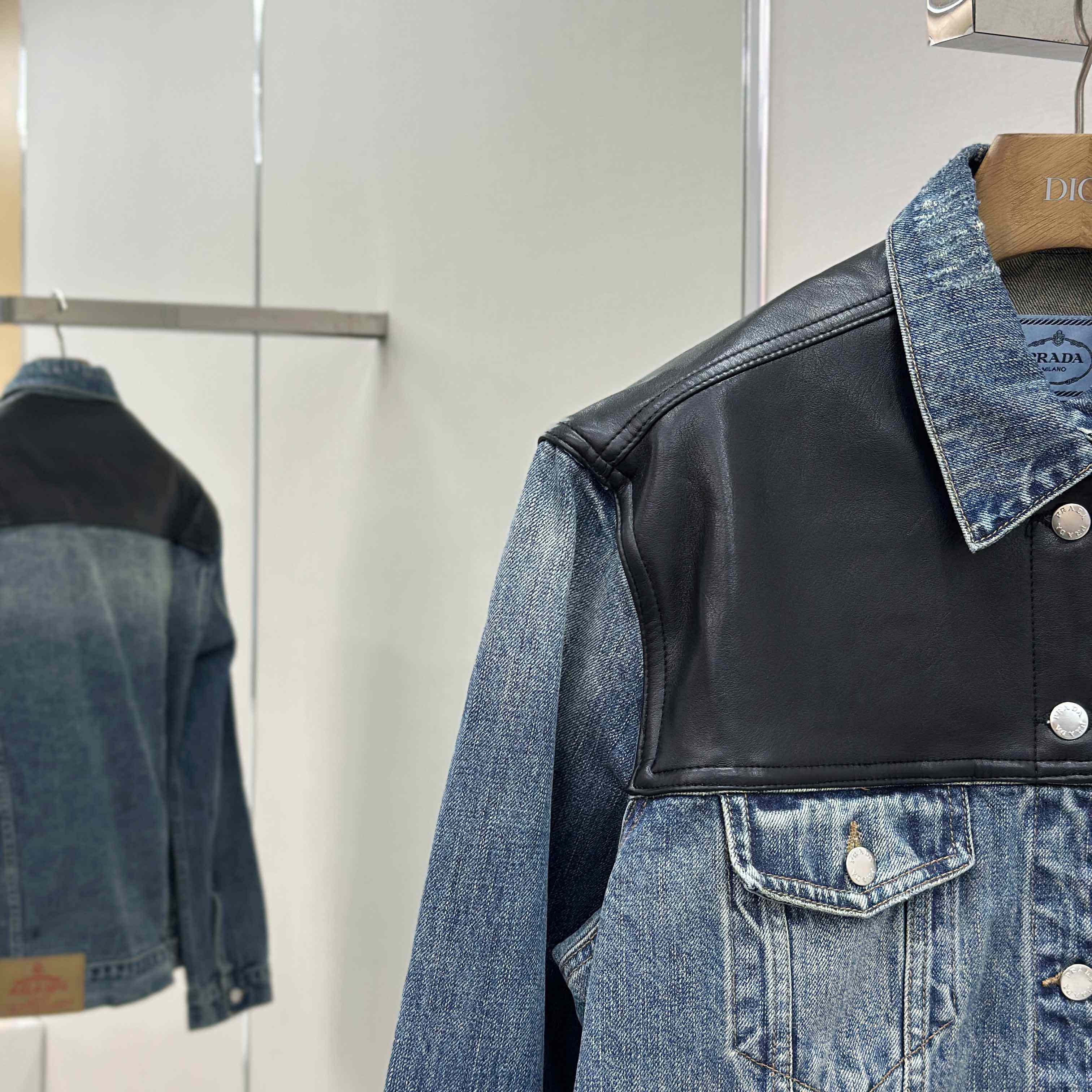 Prada Denim And Leather Jacket - DopestKickz