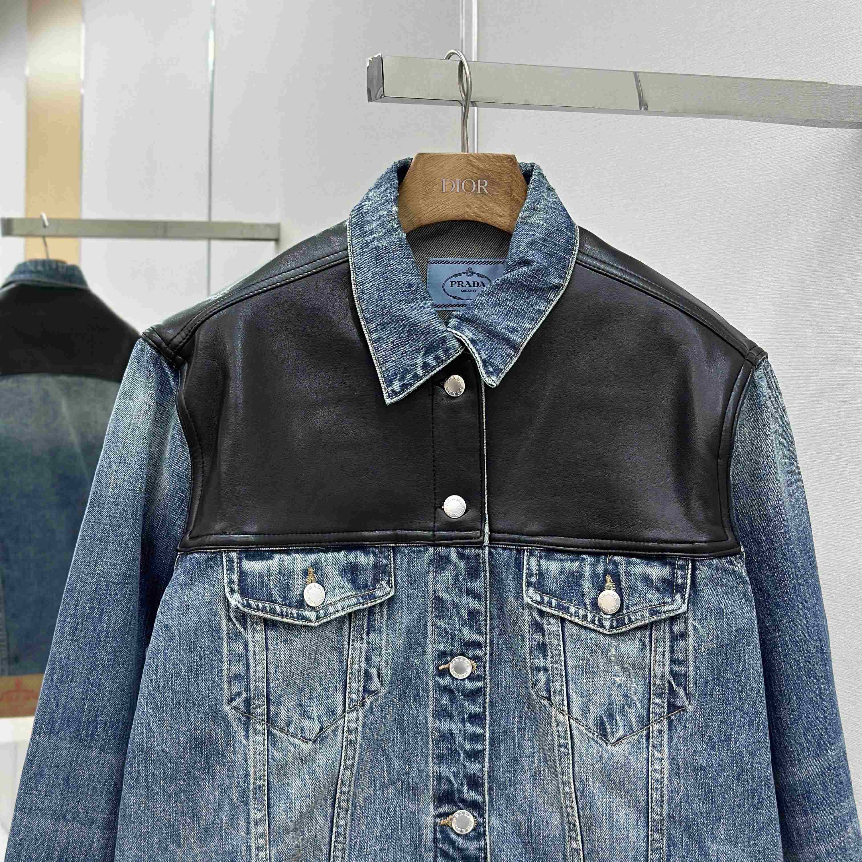 Prada Denim And Leather Jacket - DopestKickz