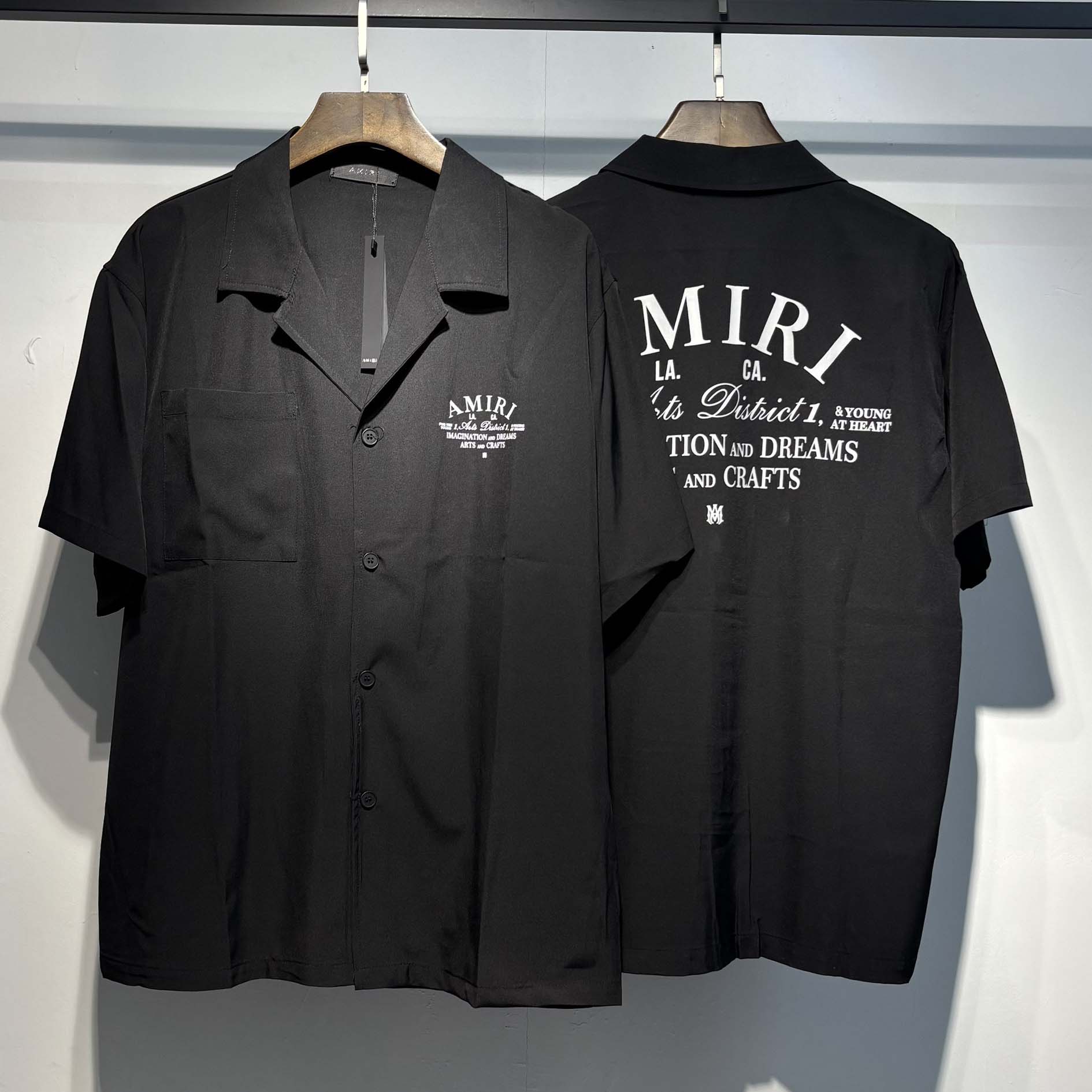 Amiri Logo-print Short-sleeve Silk Shirt - DopestKickz