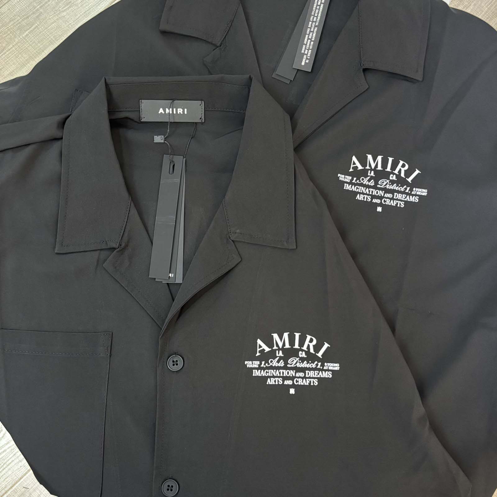 Amiri Logo-print Short-sleeve Silk Shirt - DopestKickz