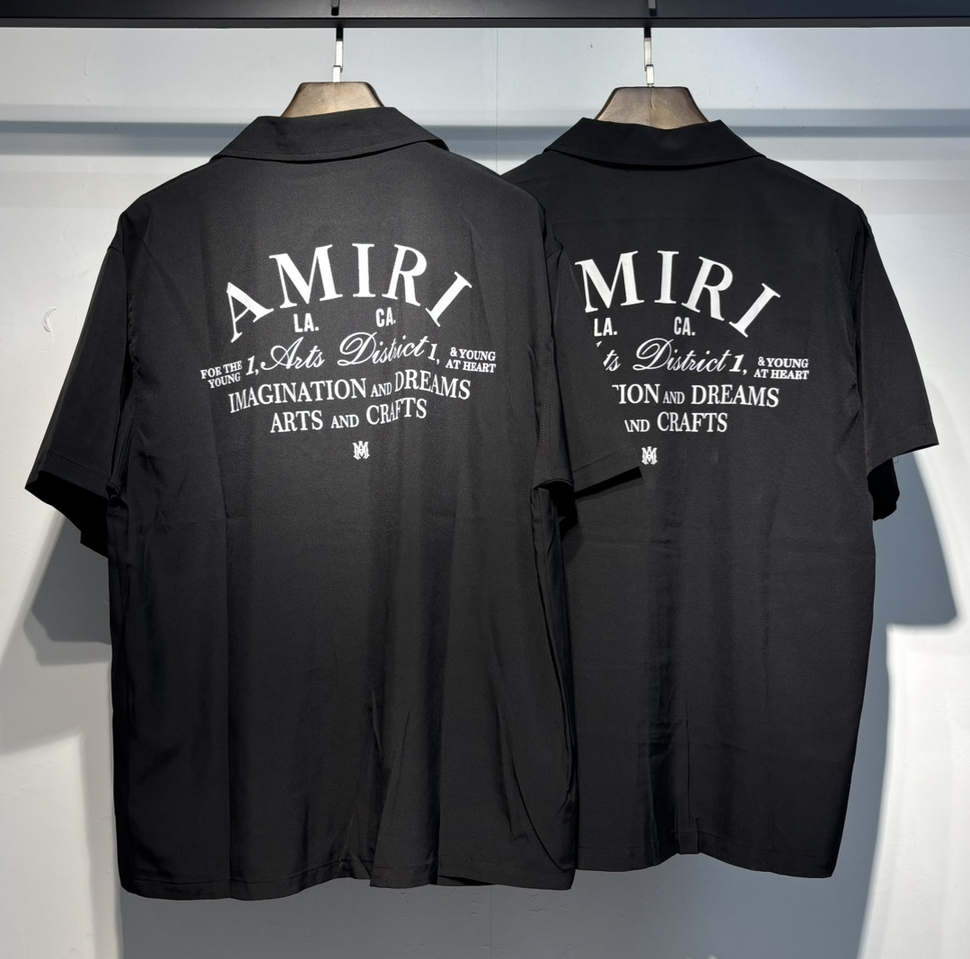 Amiri Logo-print Short-sleeve Silk Shirt - DopestKickz