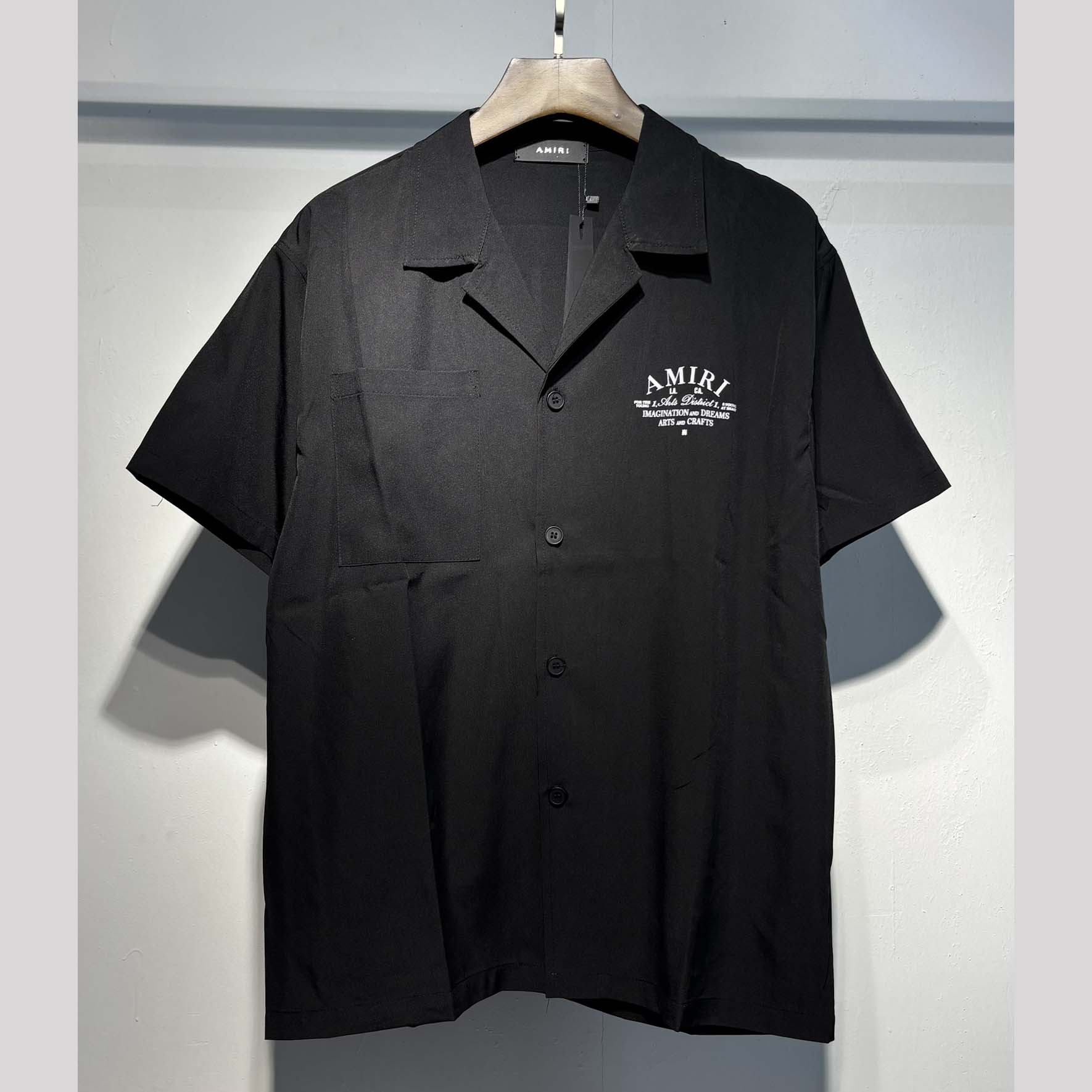 Amiri Logo-print Short-sleeve Silk Shirt - DopestKickz