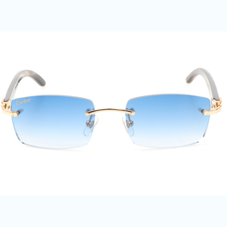 Cartier CT_3524012 Shell Mix Black Buffalo Sunglasses In Gold Gradient Blue - DopestKickz
