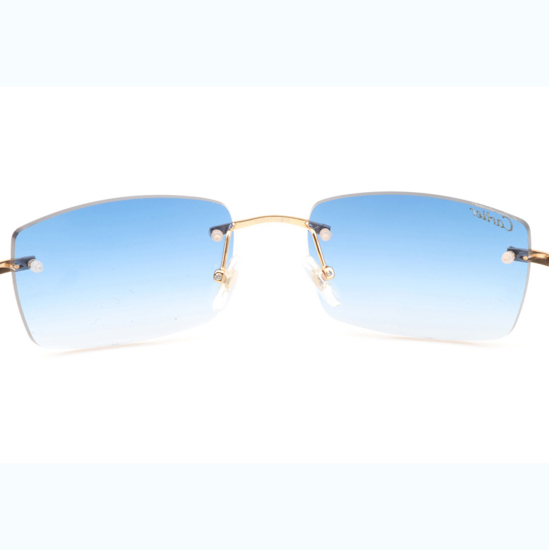 Cartier CT_3524012 Shell Mix Black Buffalo Sunglasses In Gold Gradient Blue - DopestKickz