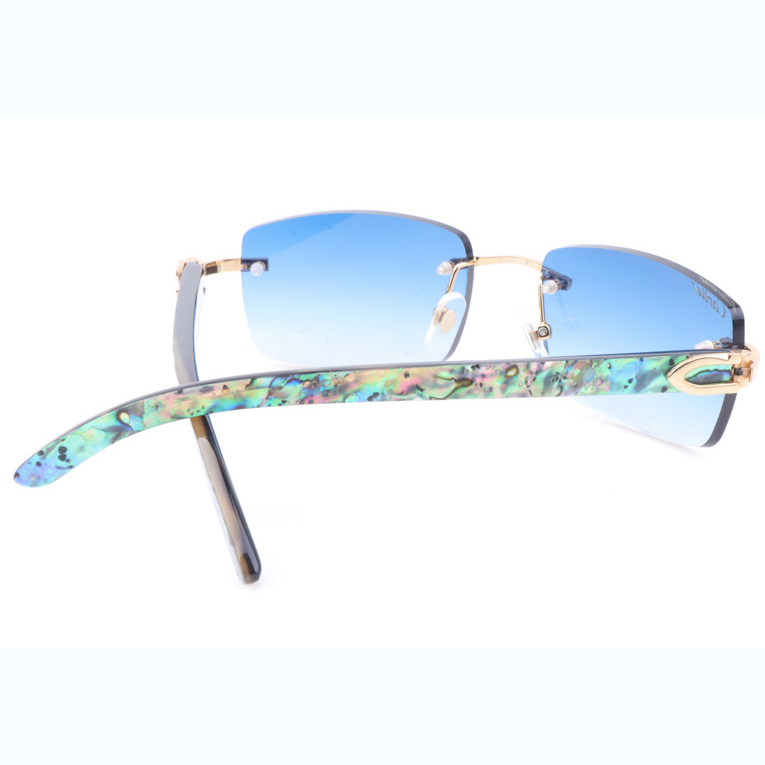 Cartier CT_3524012 Shell Mix Black Buffalo Sunglasses In Gold Gradient Blue - DopestKickz