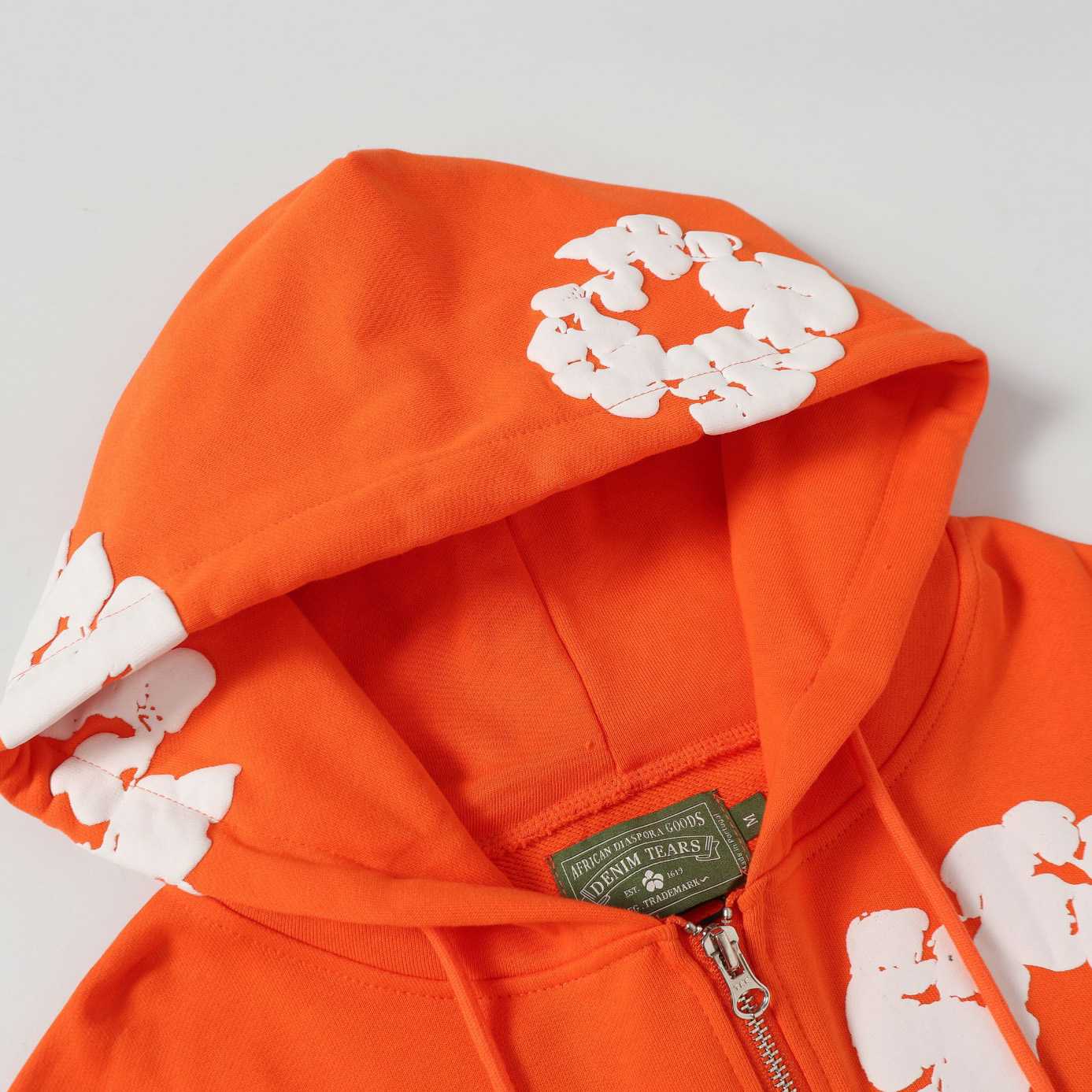 Denim Tears Cotton Wreath Zip Hoodie Orange - DopestKickz