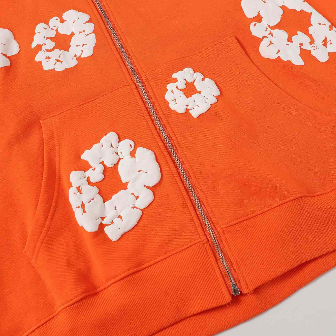 Denim Tears Cotton Wreath Zip Hoodie Orange - DopestKickz