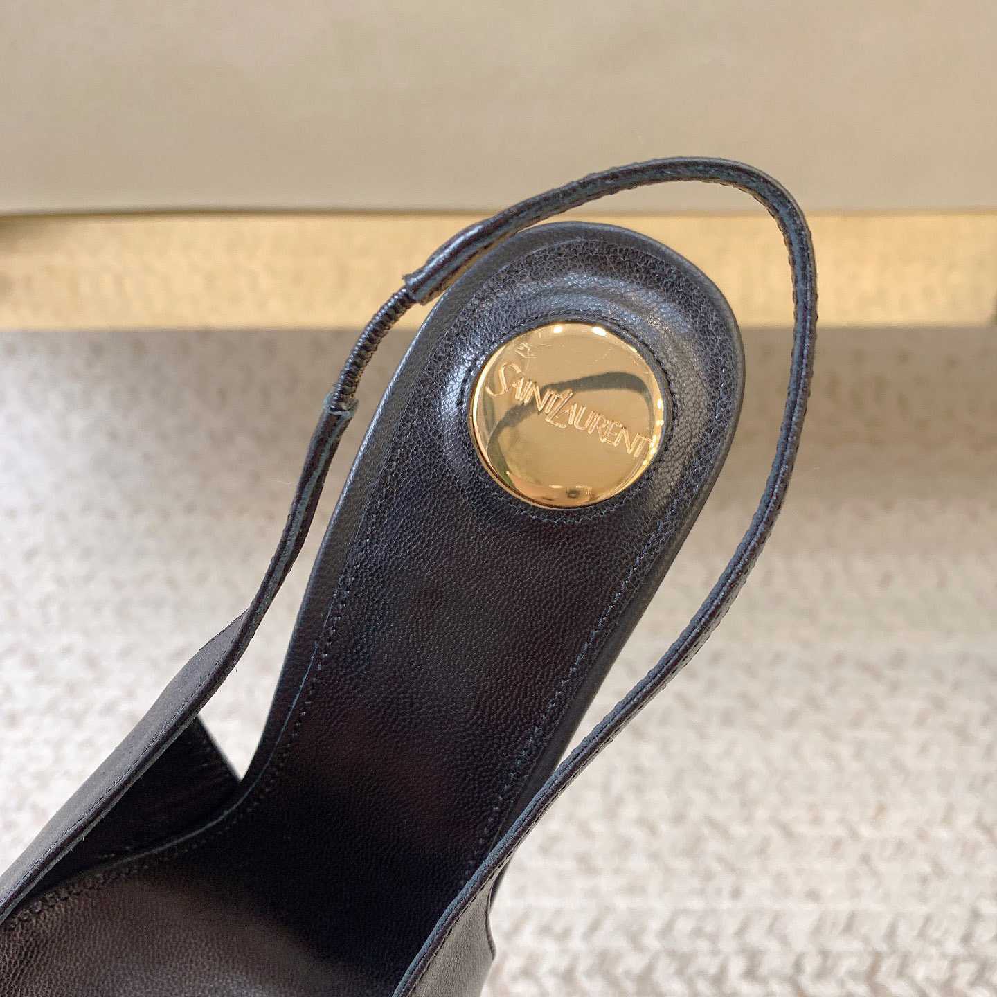 Saint Laurent Leather YSL Slingback Pumps - DopestKickz