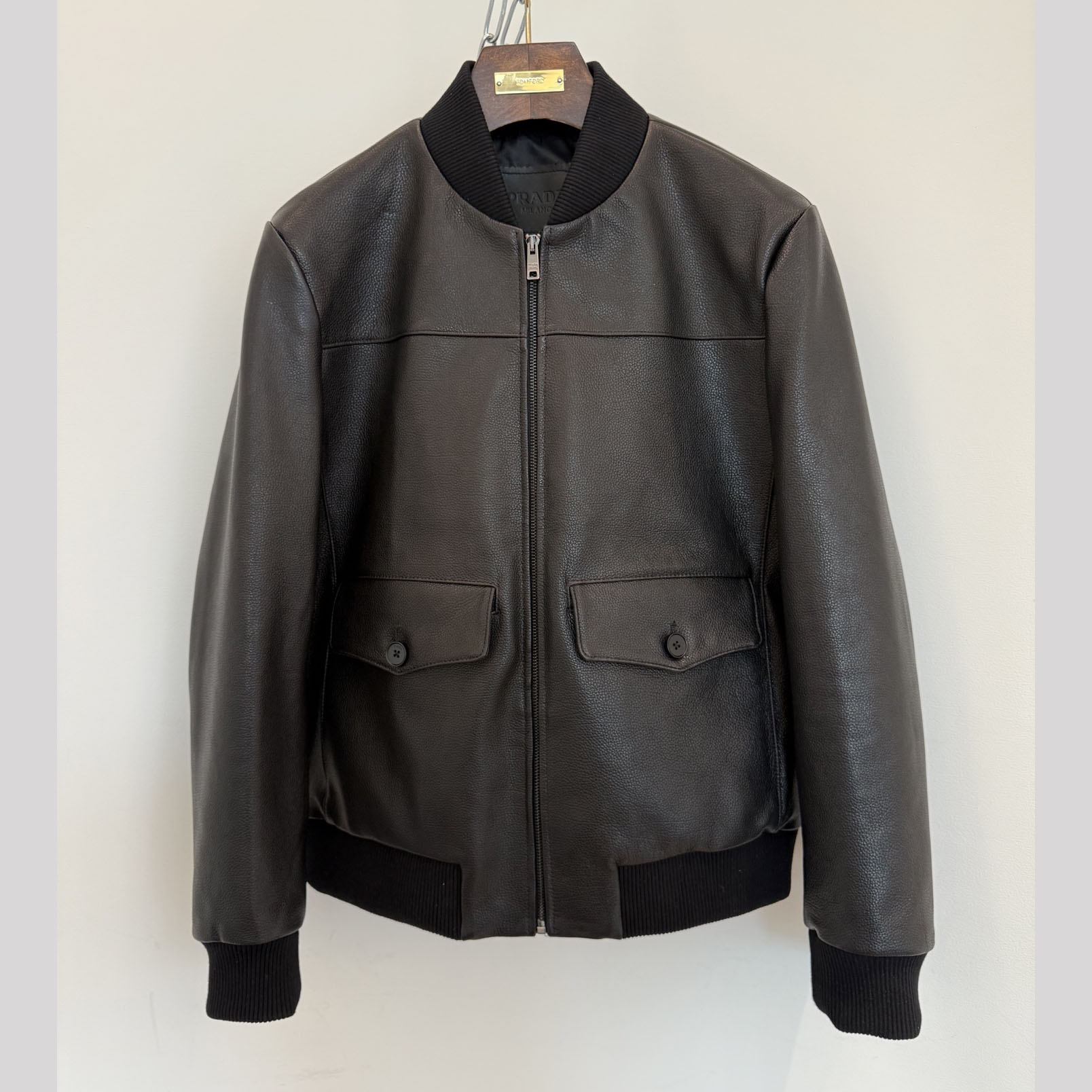 Prada Leather Bomber Jacket - DopestKickz