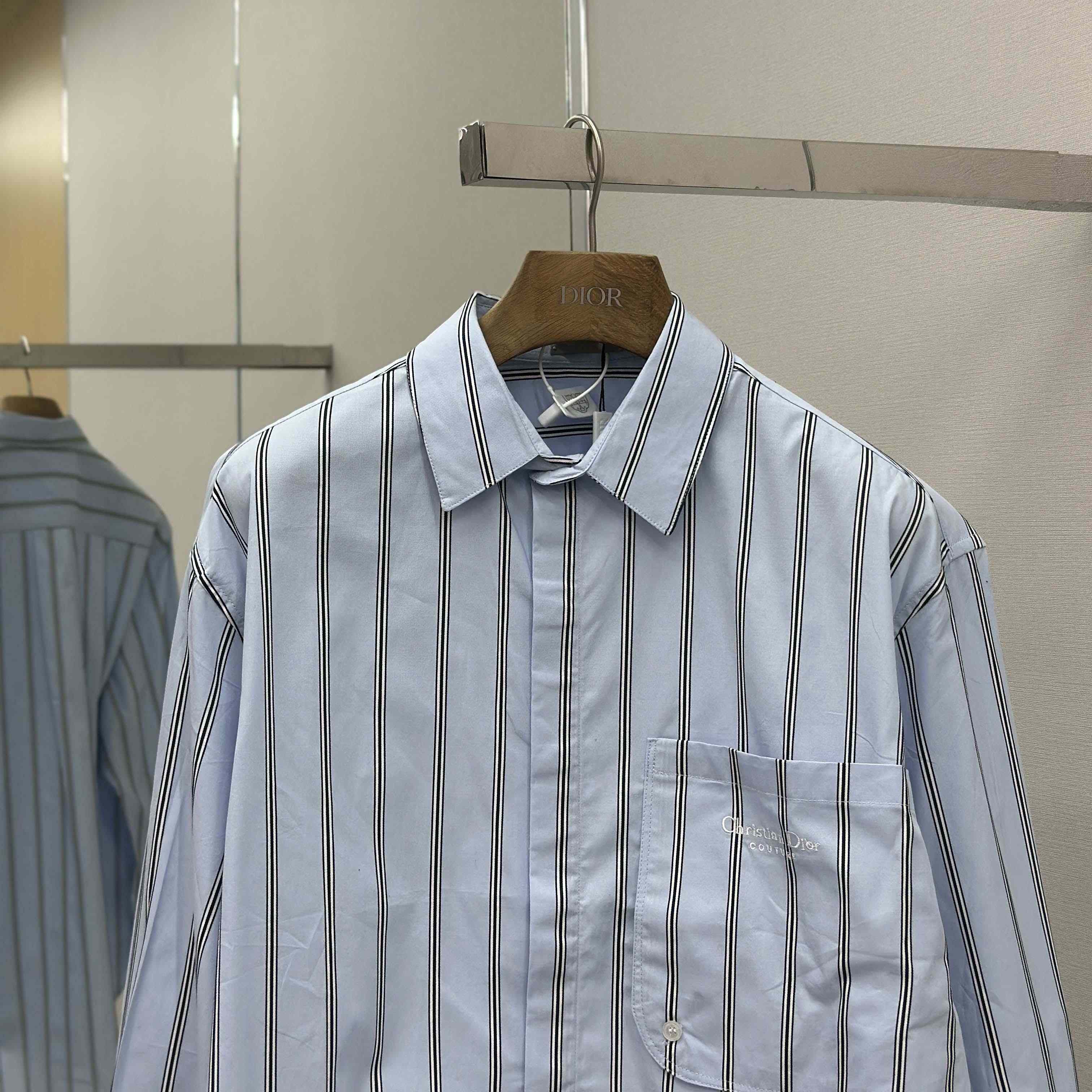 Dior Embroidery Shirt in Blue - DopestKickz