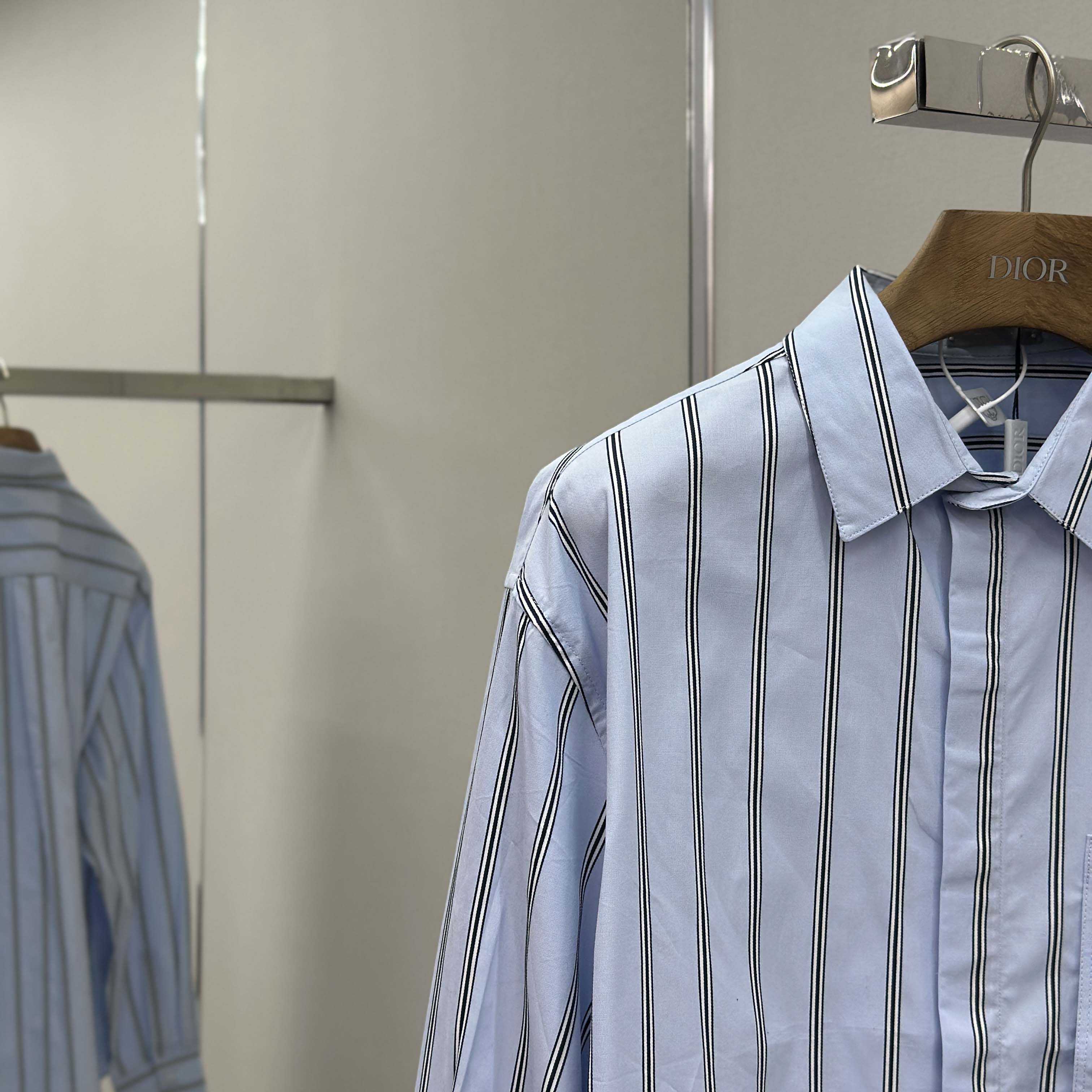 Dior Embroidery Shirt in Blue - DopestKickz