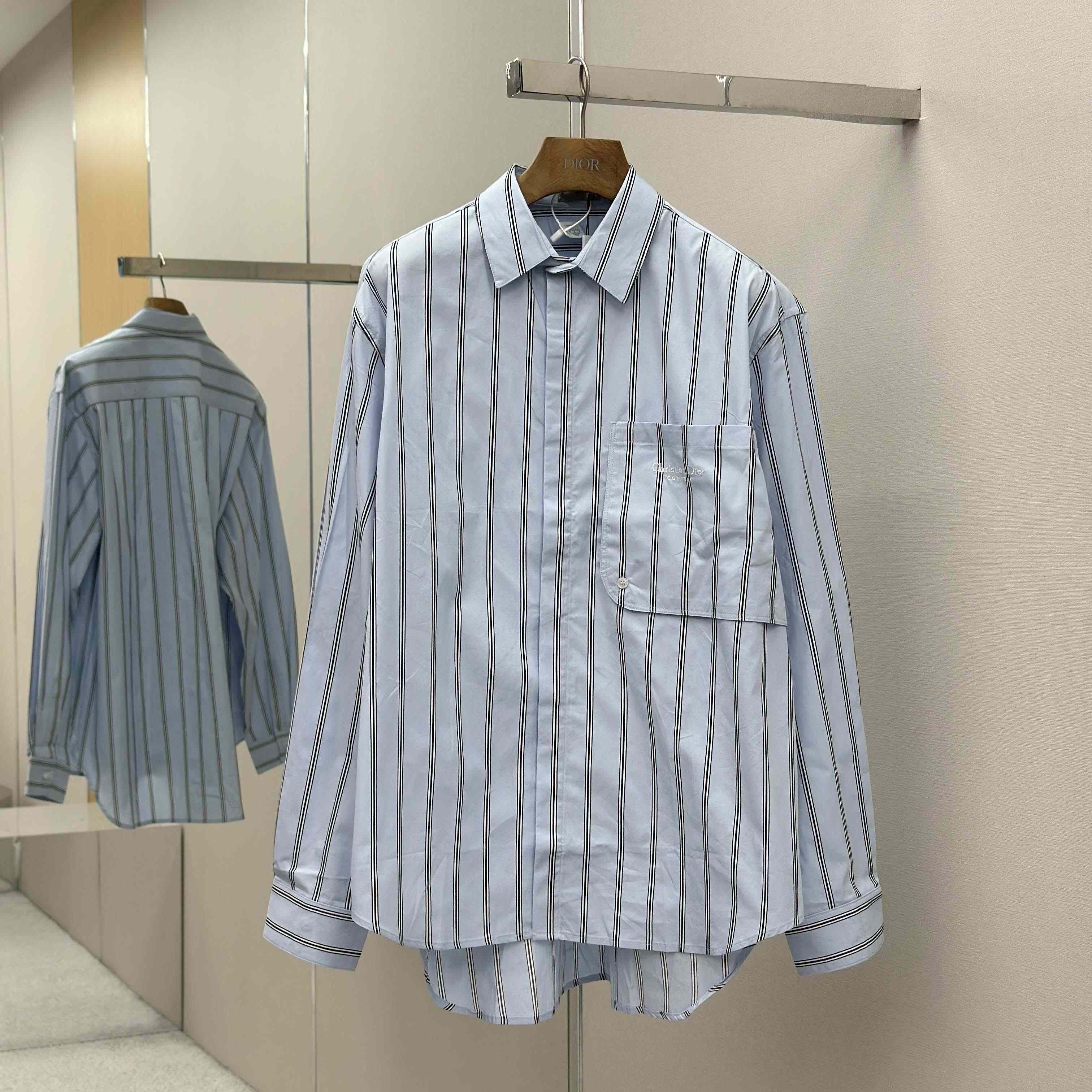 Dior Embroidery Shirt in Blue - DopestKickz