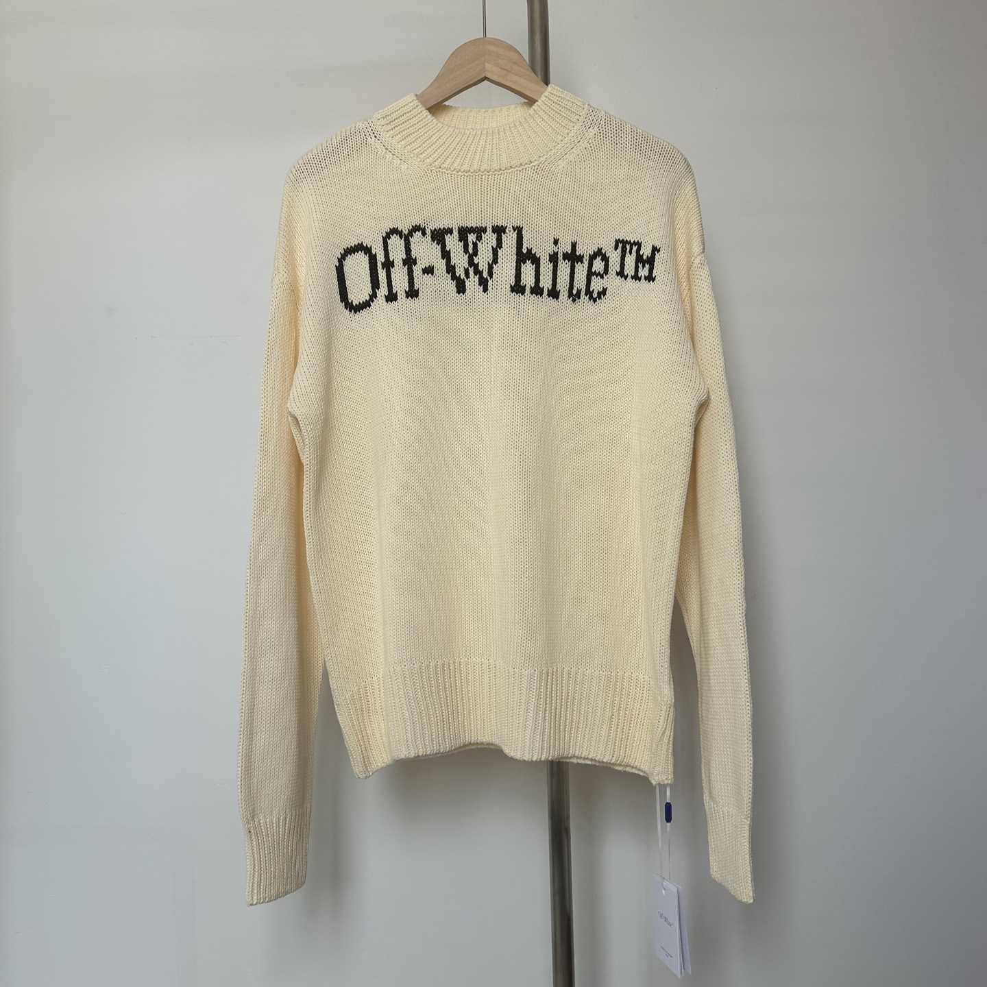 Off White Big Bookish Chunky Knit Crewn Creme Brul - DopestKickz