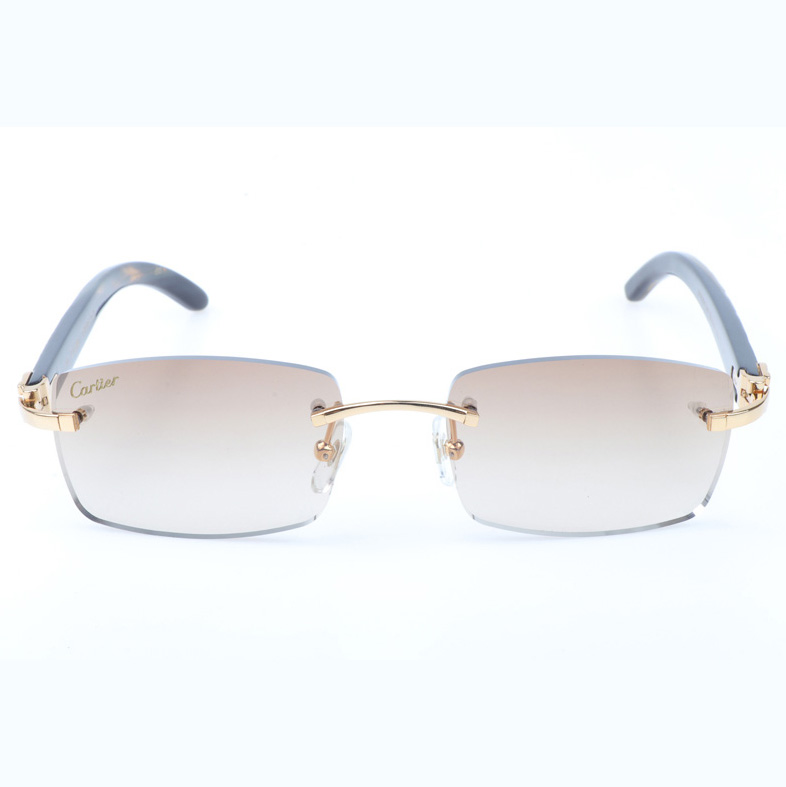 Cartier CT_3524012 Shell Mix Black Buffalo Sunglasses In Gold Brown - DopestKickz