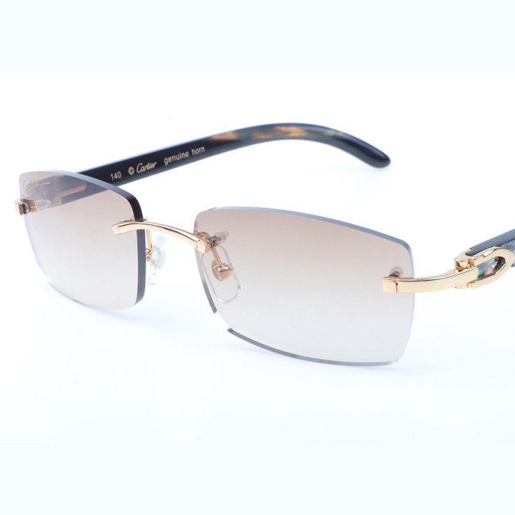 Cartier CT_3524012 Shell Mix Black Buffalo Sunglasses In Gold Brown - DopestKickz