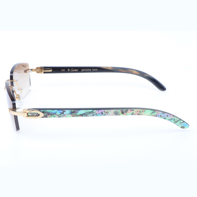 Cartier CT_3524012 Shell Mix Black Buffalo Sunglasses In Gold Brown - DopestKickz