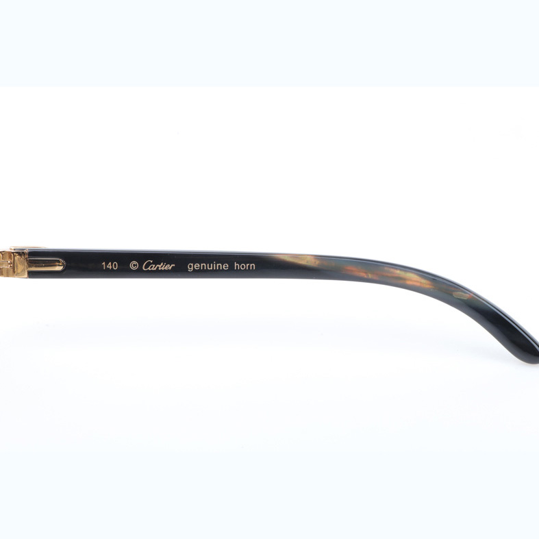 Cartier CT_3524012 Shell Mix Black Buffalo Sunglasses In Gold Brown - DopestKickz