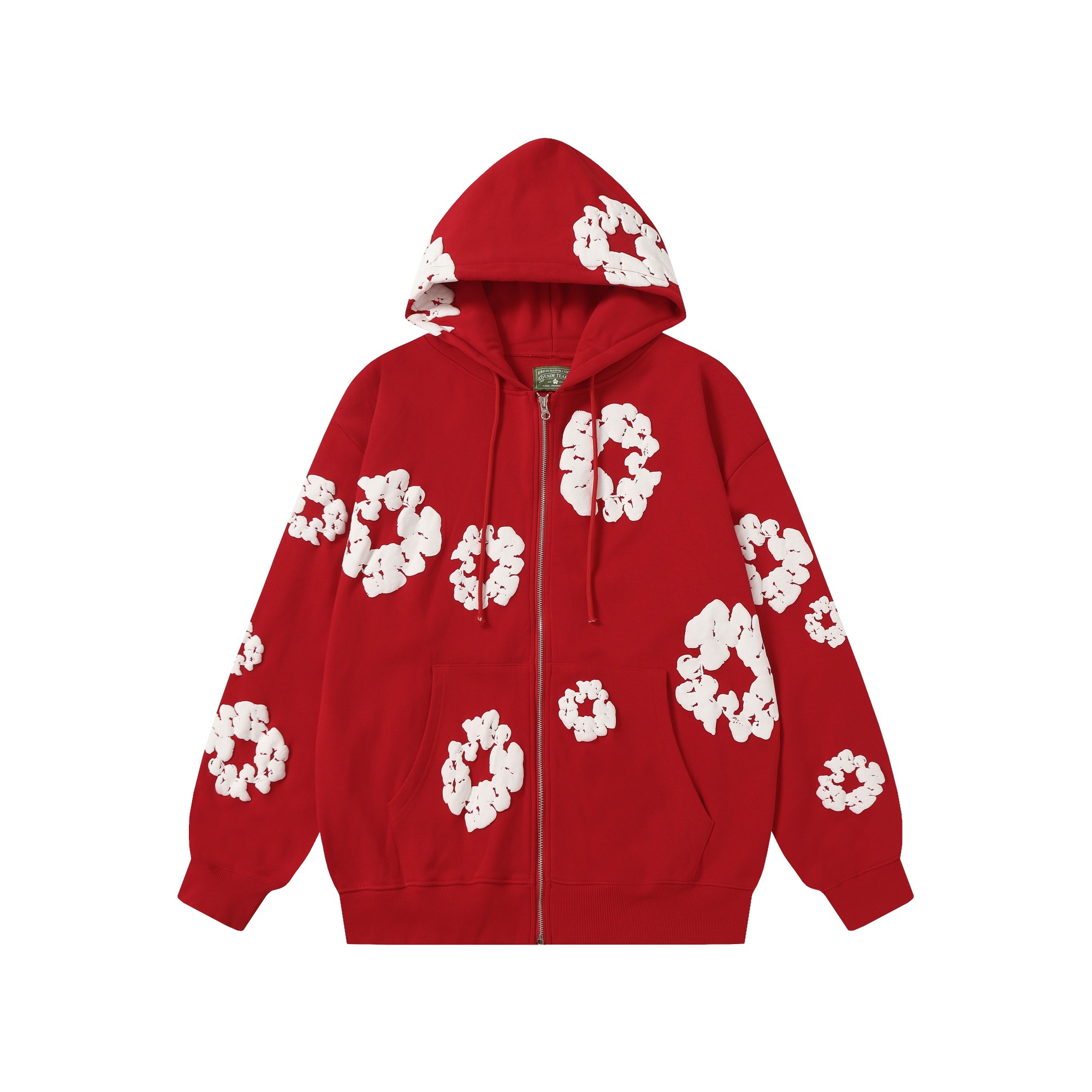 Denim Tears Cotton Wreath Zip Hoodie Red - DopestKickz