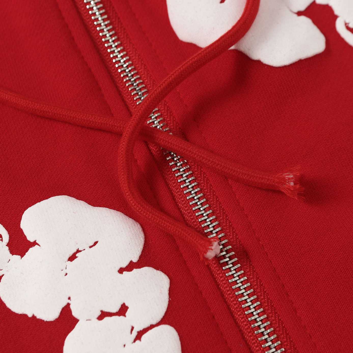 Denim Tears Cotton Wreath Zip Hoodie Red - DopestKickz