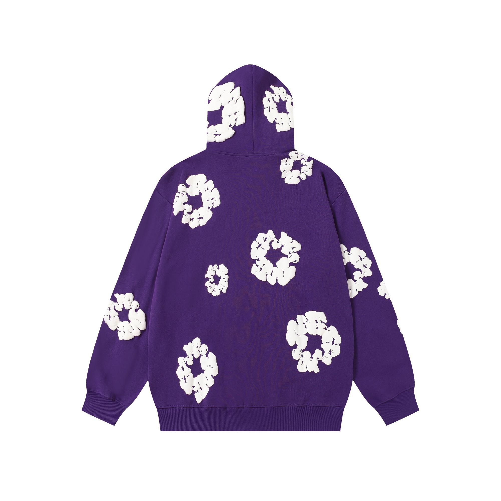 Denim Tears Cotton Wreath Zip Hoodie Purple - DopestKickz