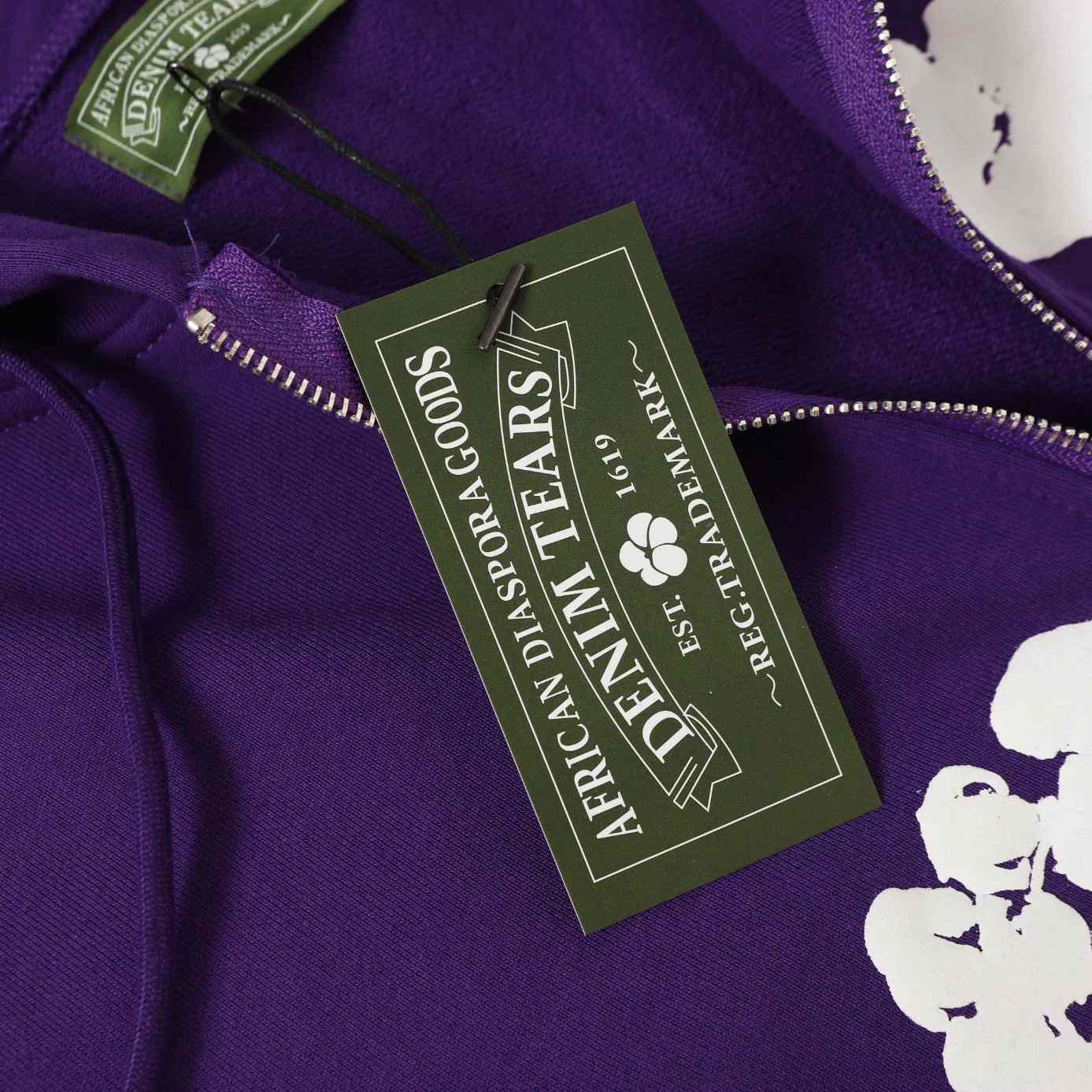 Denim Tears Cotton Wreath Zip Hoodie Purple - DopestKickz