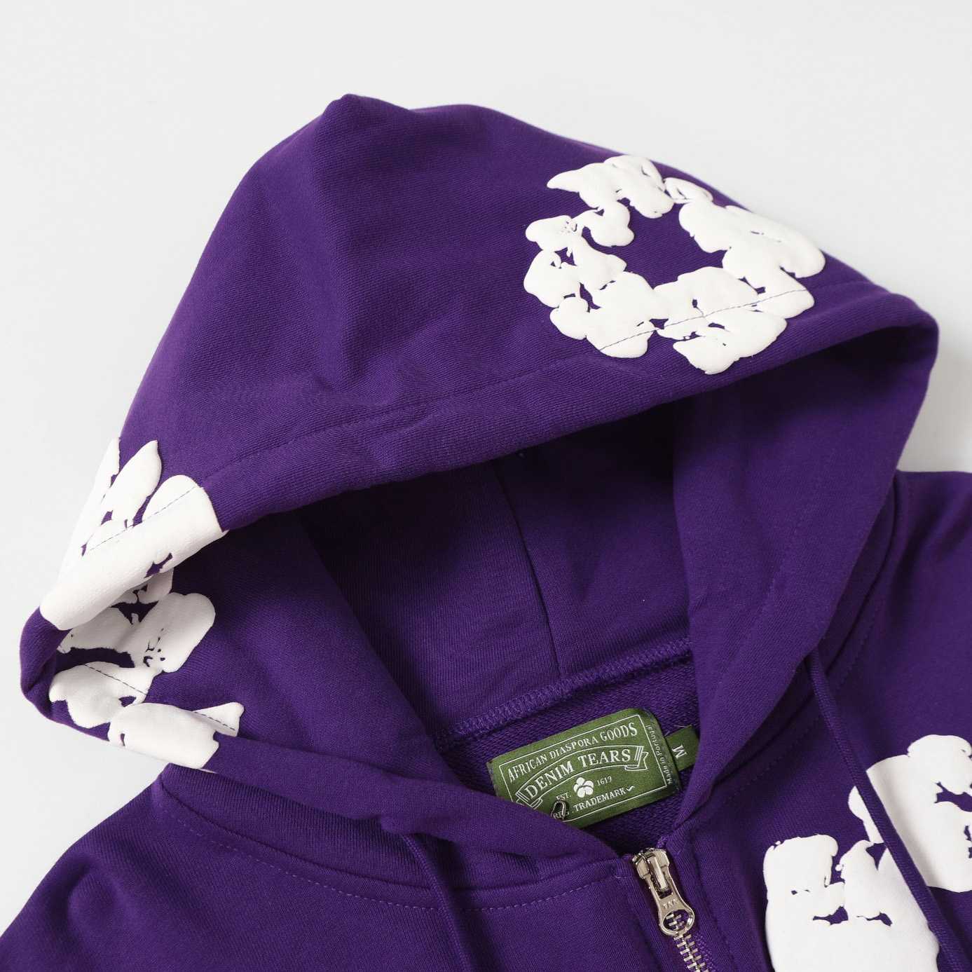 Denim Tears Cotton Wreath Zip Hoodie Purple - DopestKickz