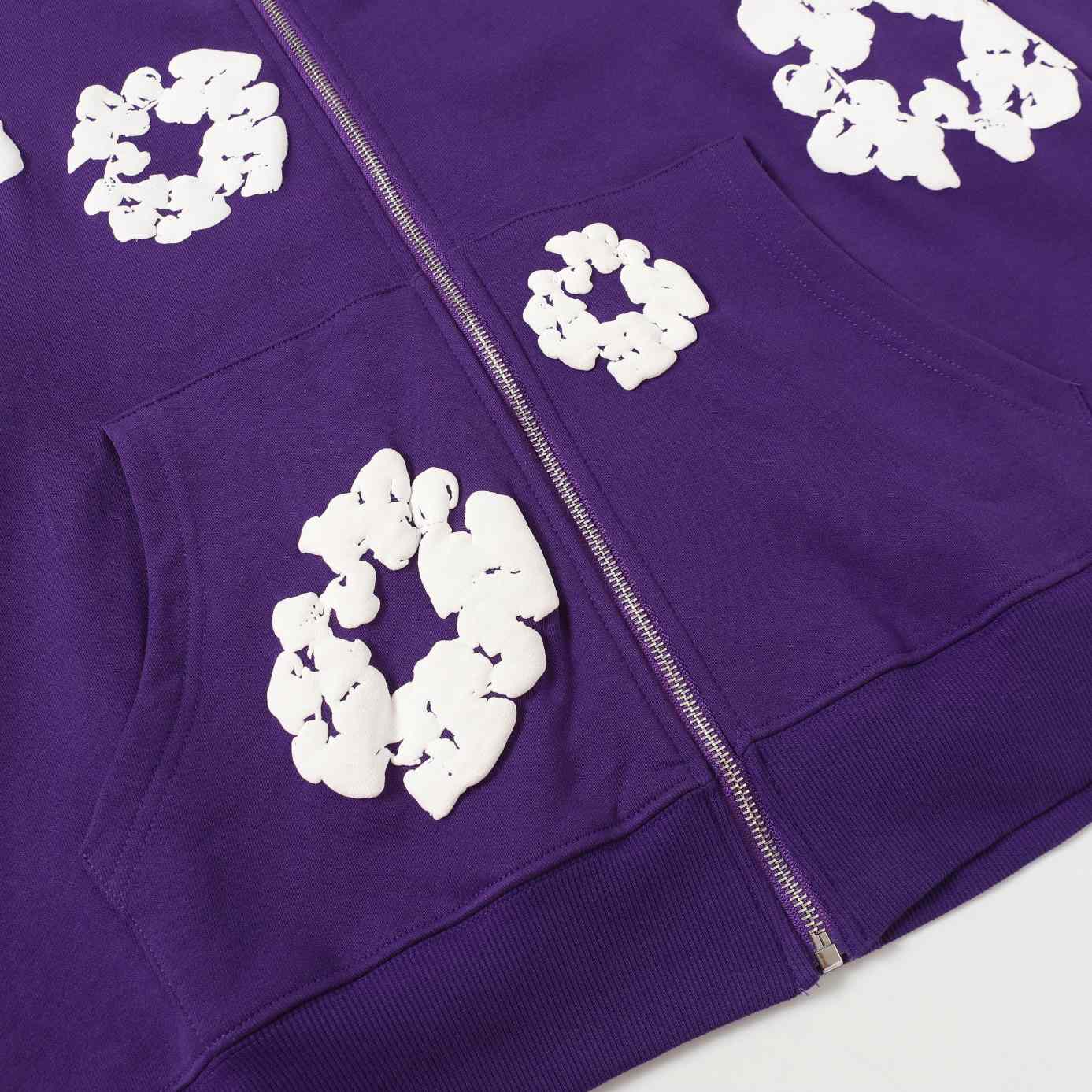 Denim Tears Cotton Wreath Zip Hoodie Purple - DopestKickz
