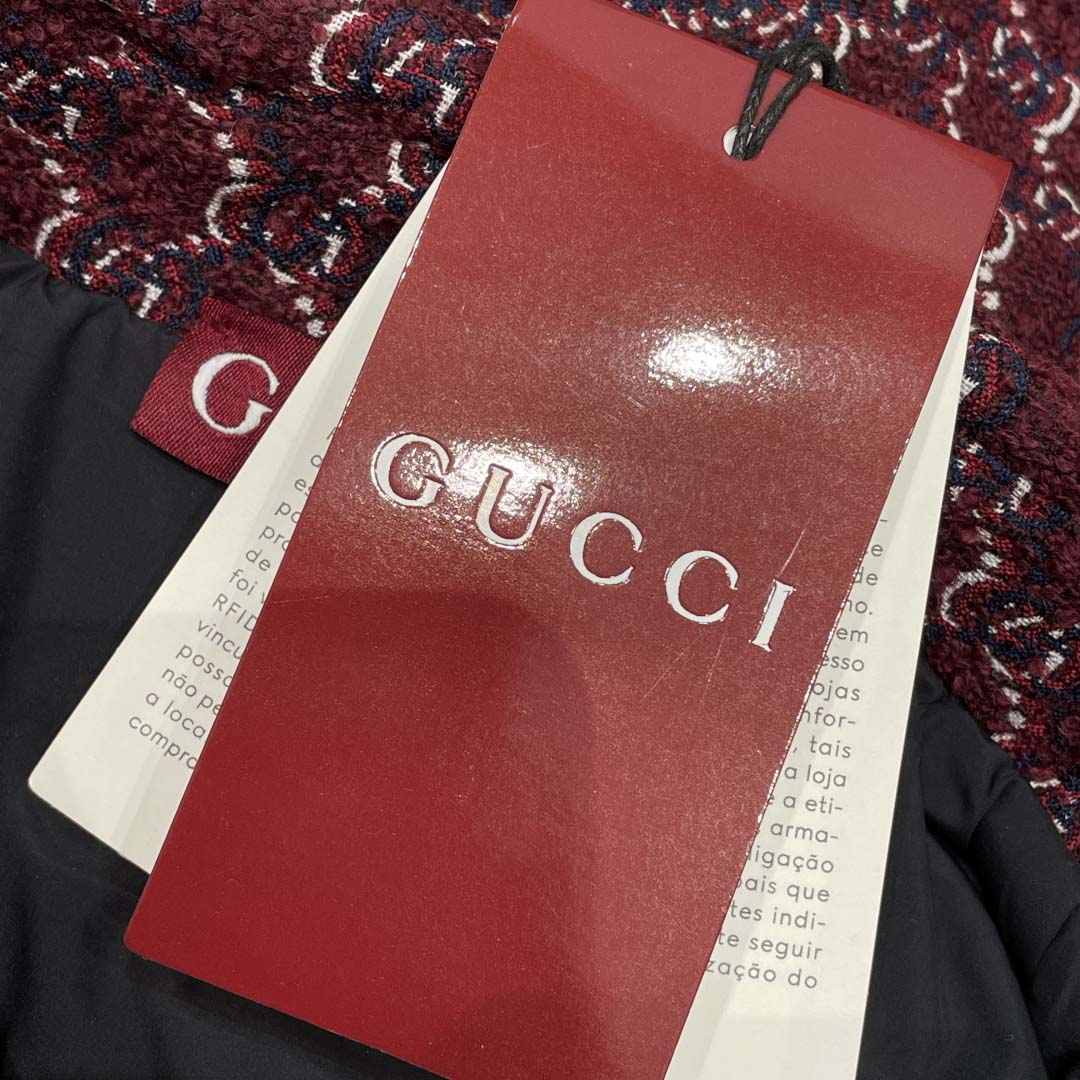 Gucci Bouclé Wool Jacquard Shirt 'Burgundy/Blue' - DopestKickz