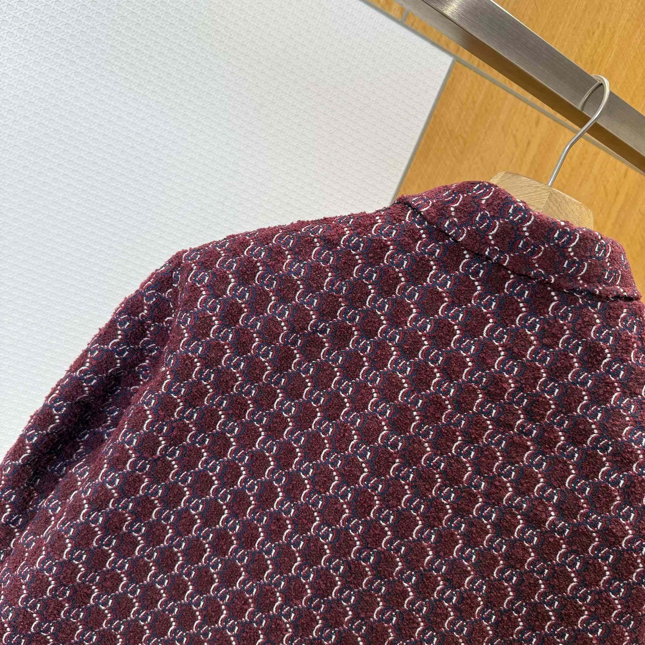 Gucci Bouclé Wool Jacquard Shirt 'Burgundy/Blue' - DopestKickz