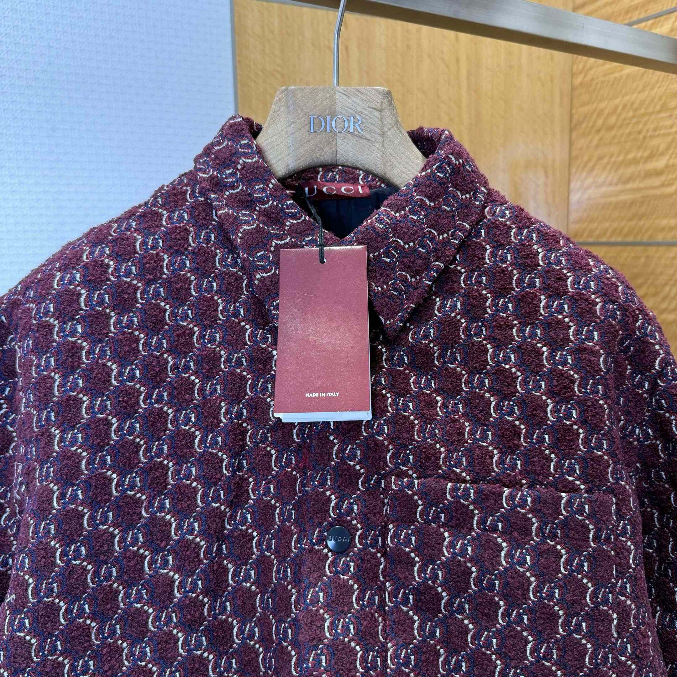 Gucci Bouclé Wool Jacquard Shirt 'Burgundy/Blue' - DopestKickz