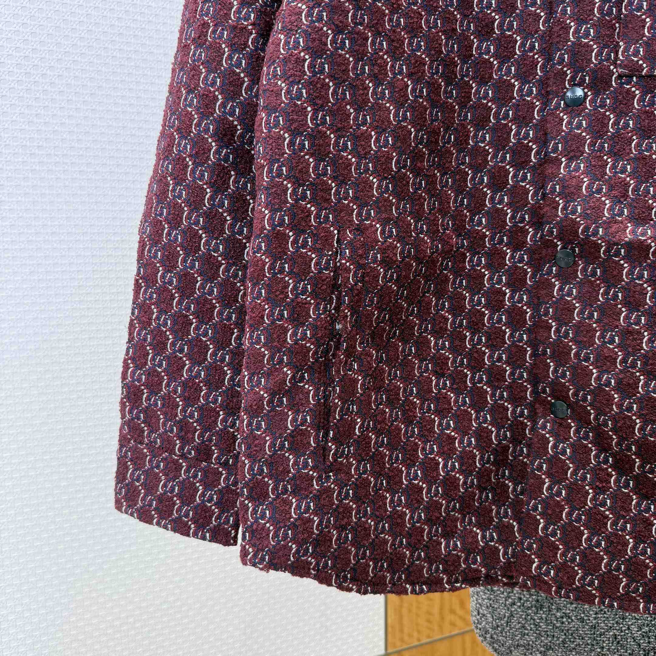 Gucci Bouclé Wool Jacquard Shirt 'Burgundy/Blue' - DopestKickz