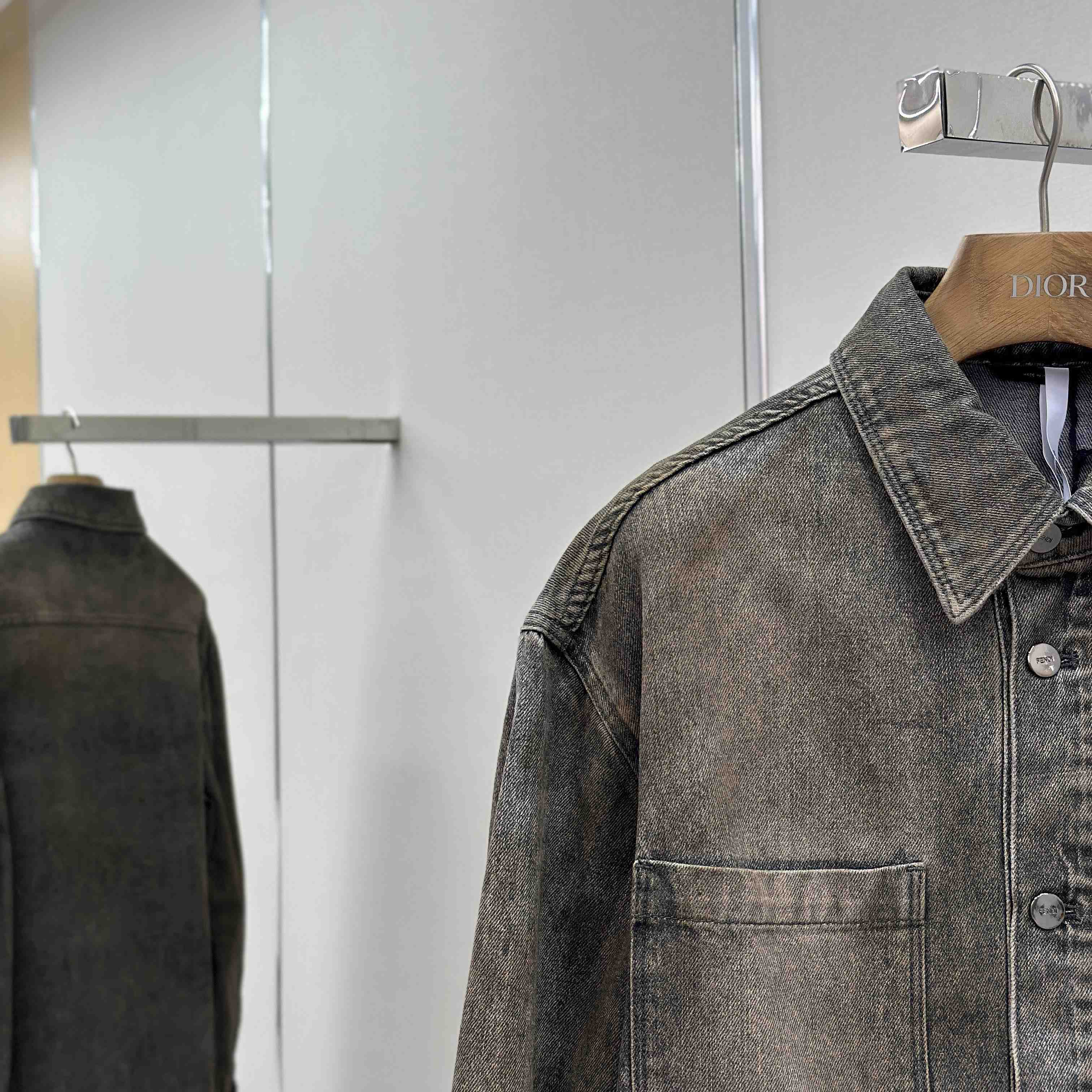 Fendi Grey Overdyed Denim Shirt - DopestKickz