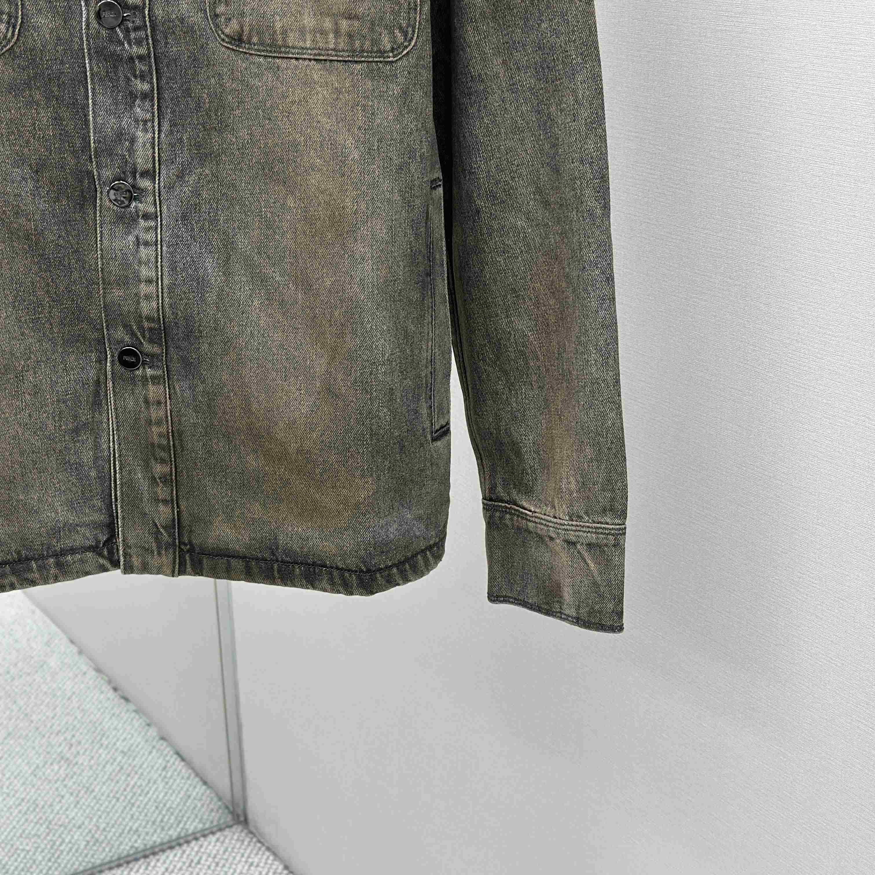 Fendi Grey Overdyed Denim Shirt - DopestKickz