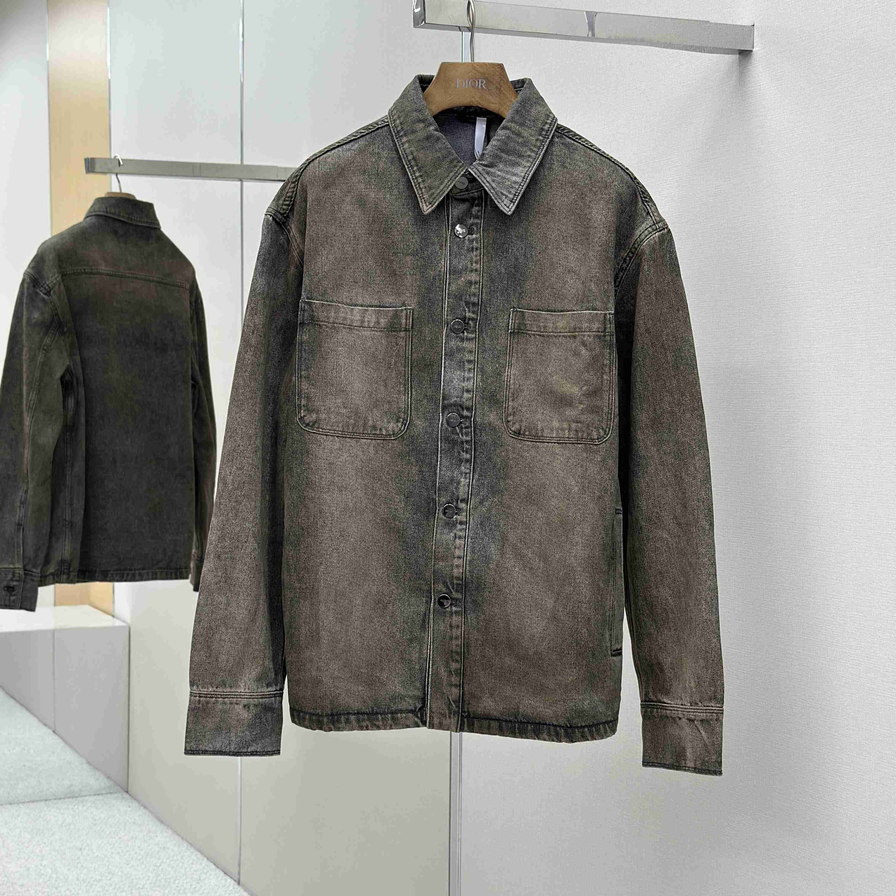 Fendi Grey Overdyed Denim Shirt - DopestKickz