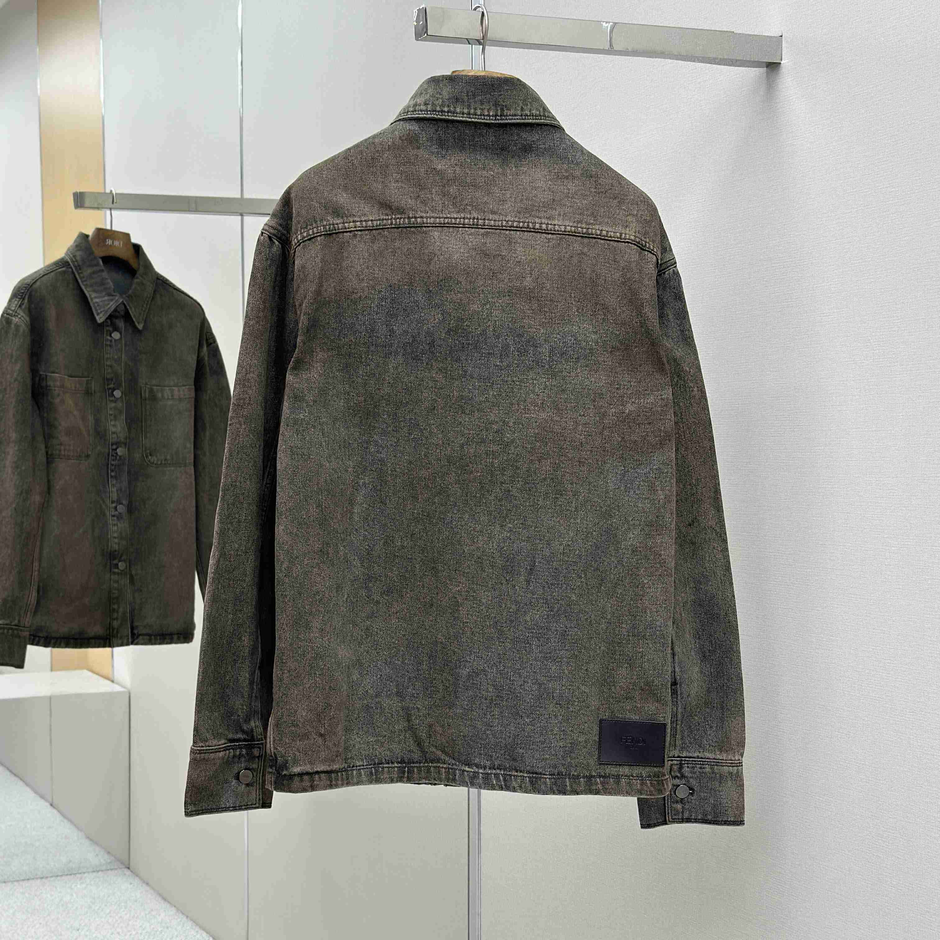 Fendi Grey Overdyed Denim Shirt - DopestKickz