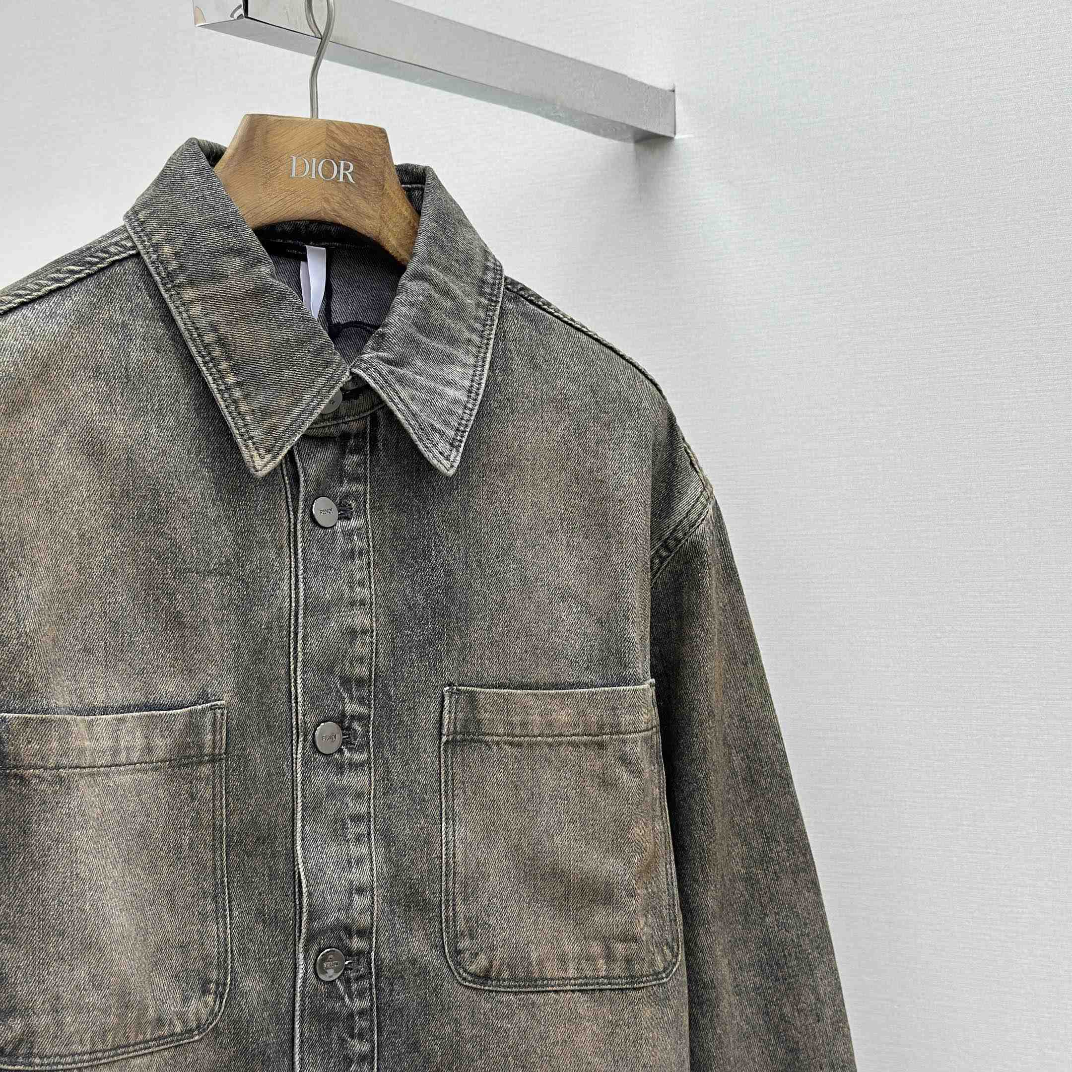 Fendi Grey Overdyed Denim Shirt - DopestKickz