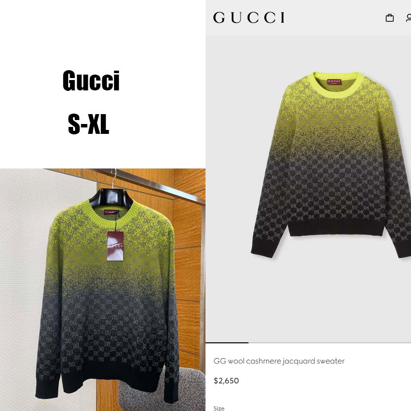 Gucci GG Wool Cashmere Jacquard Sweater - DopestKickz