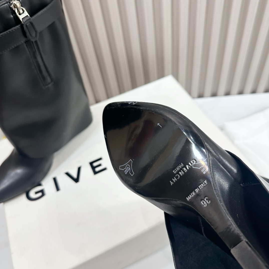 Givenchy Shark Lock Leather Knee-high Boots - DopestKickz